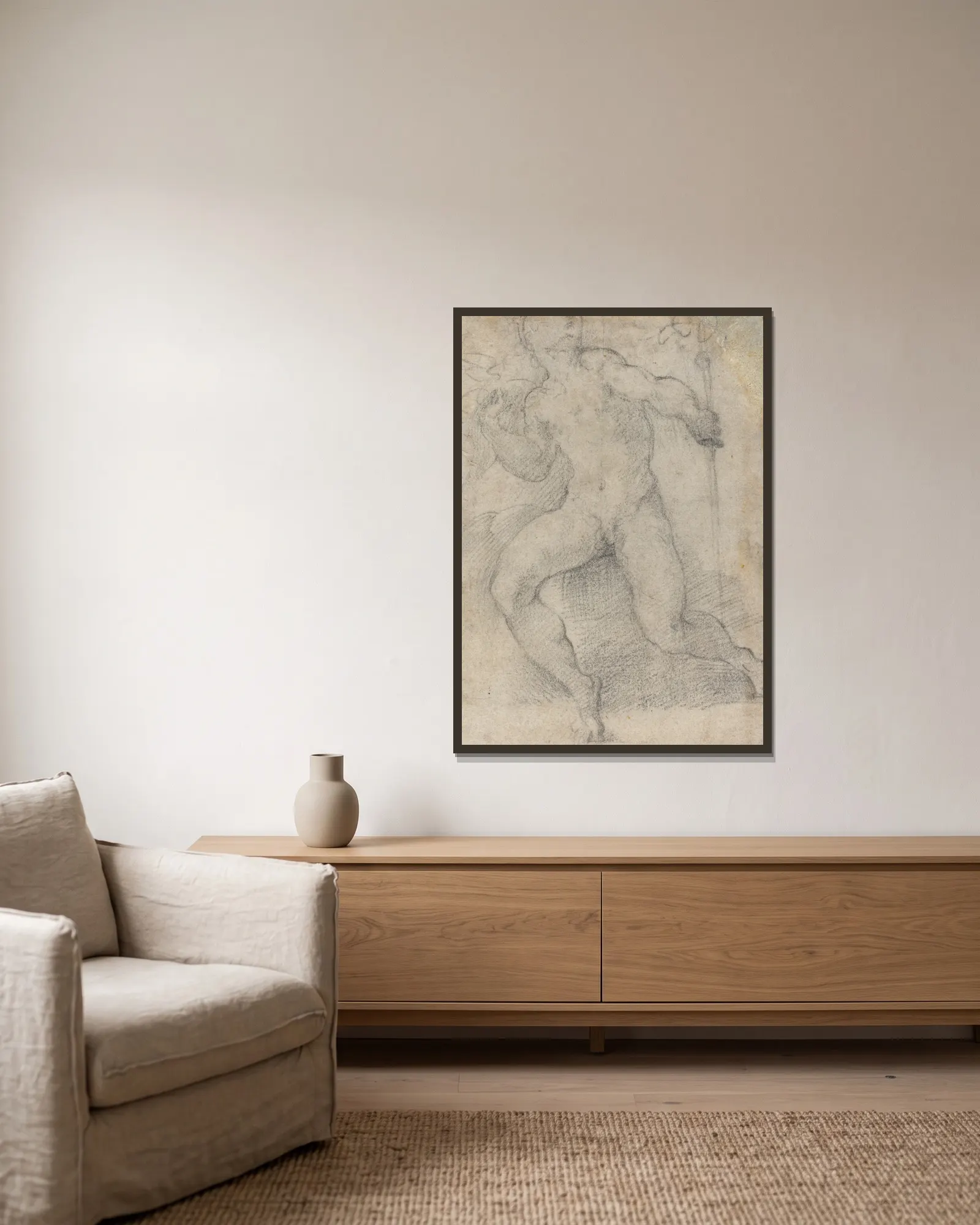 Mercury av Parmigianino inramad på en vägg