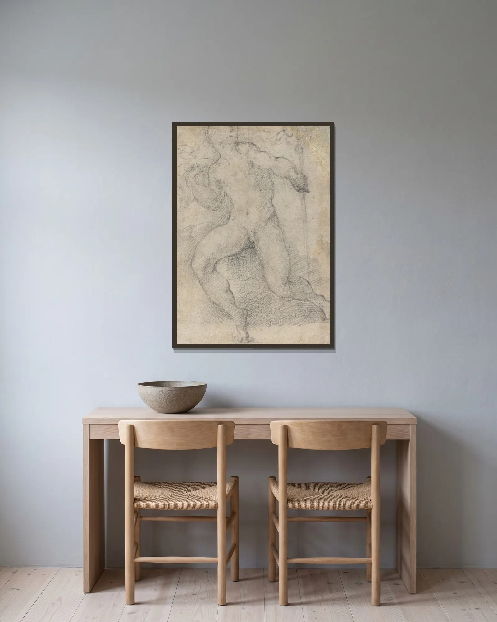Mercury av Parmigianino inramad på en vägg