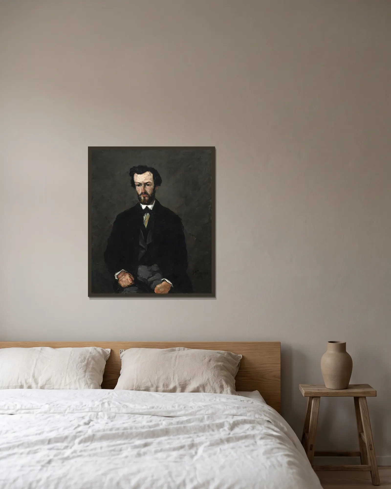 Antony Valabrègue av Paul Cézanne inramad på en vägg