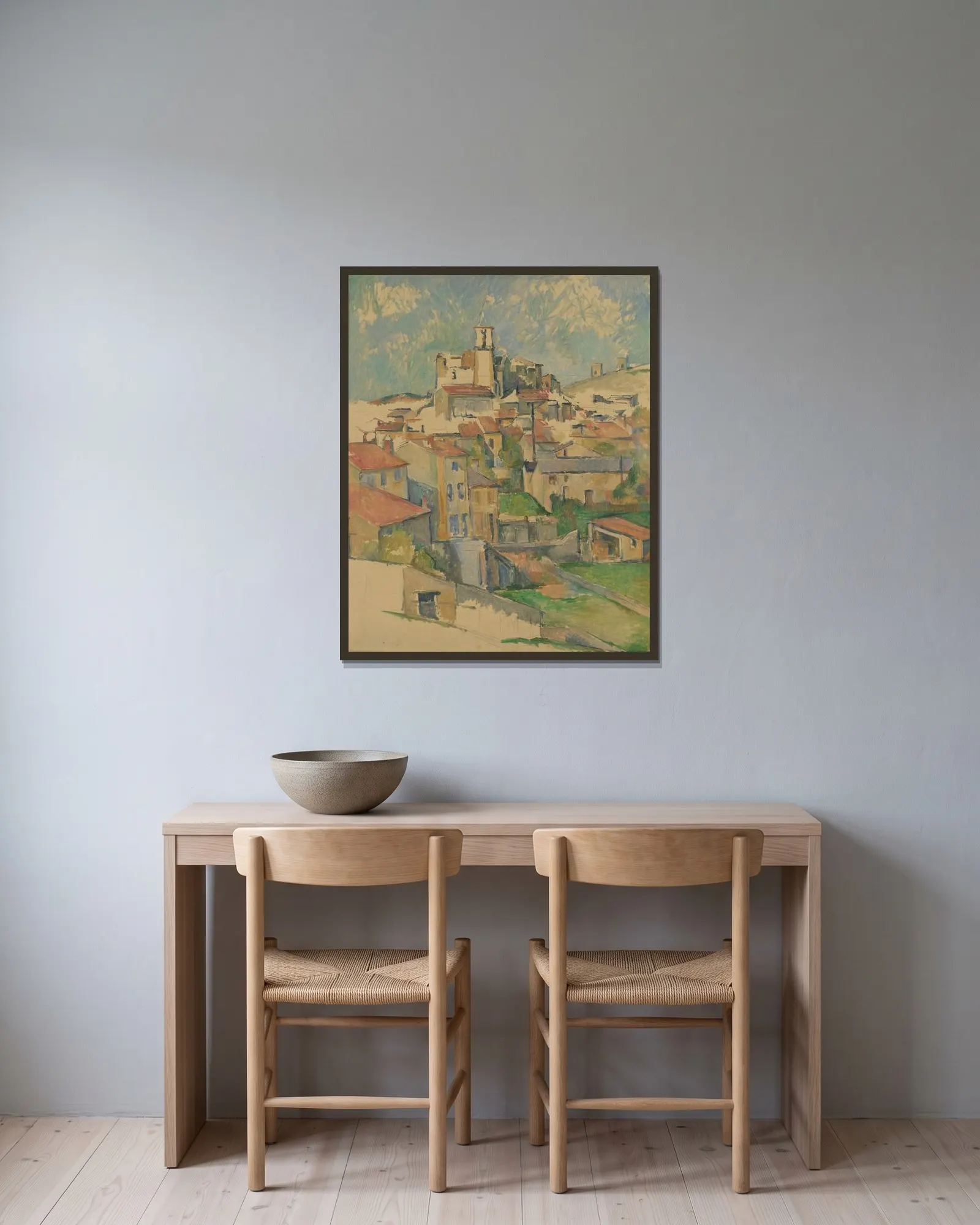 Gardanne av Paul Cézanne inramad på en vägg
