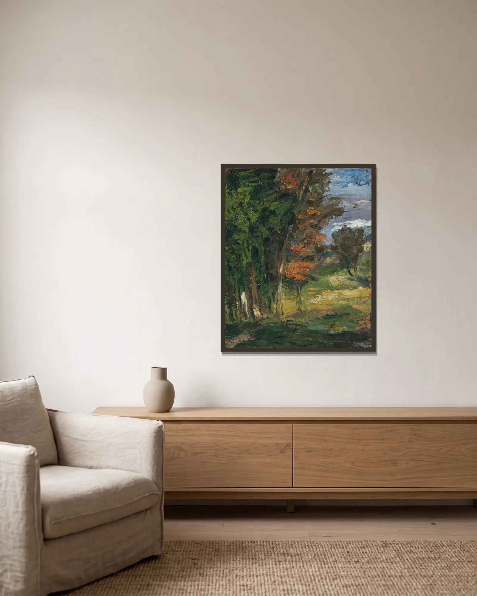 Paysage av Paul Cézanne inramad på en vägg
