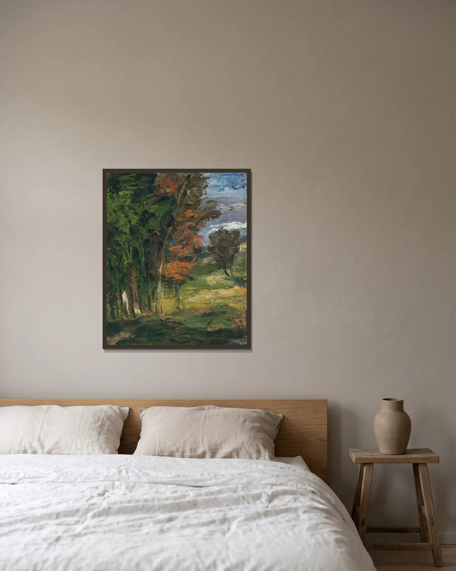 Paysage av Paul Cézanne inramad på en vägg