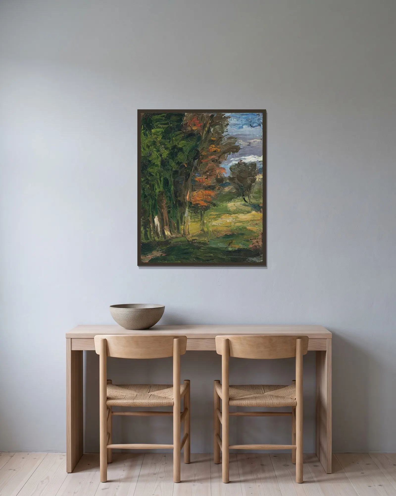Paysage av Paul Cézanne inramad på en vägg