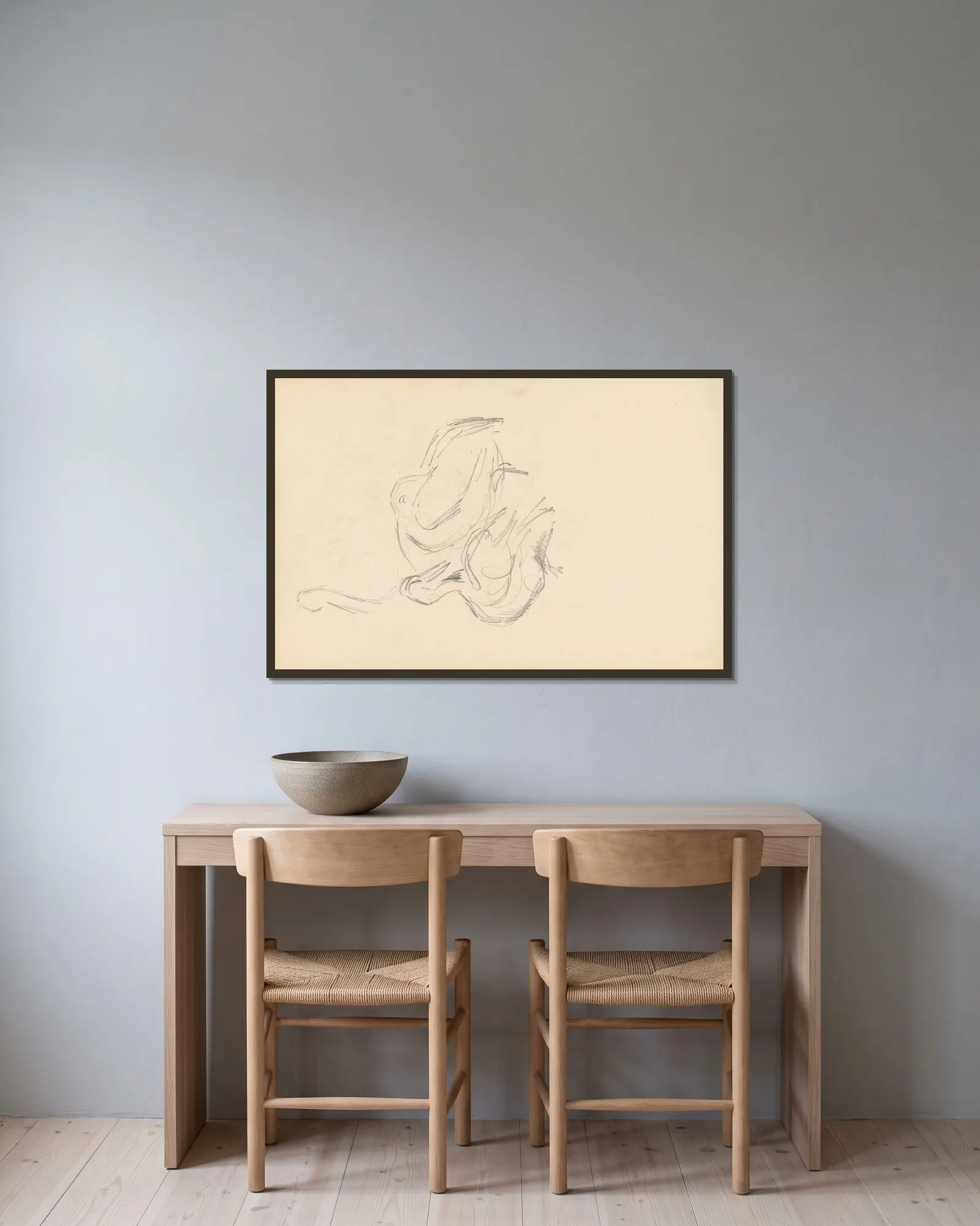 Pelicans av Paul Cézanne inramad på en vägg