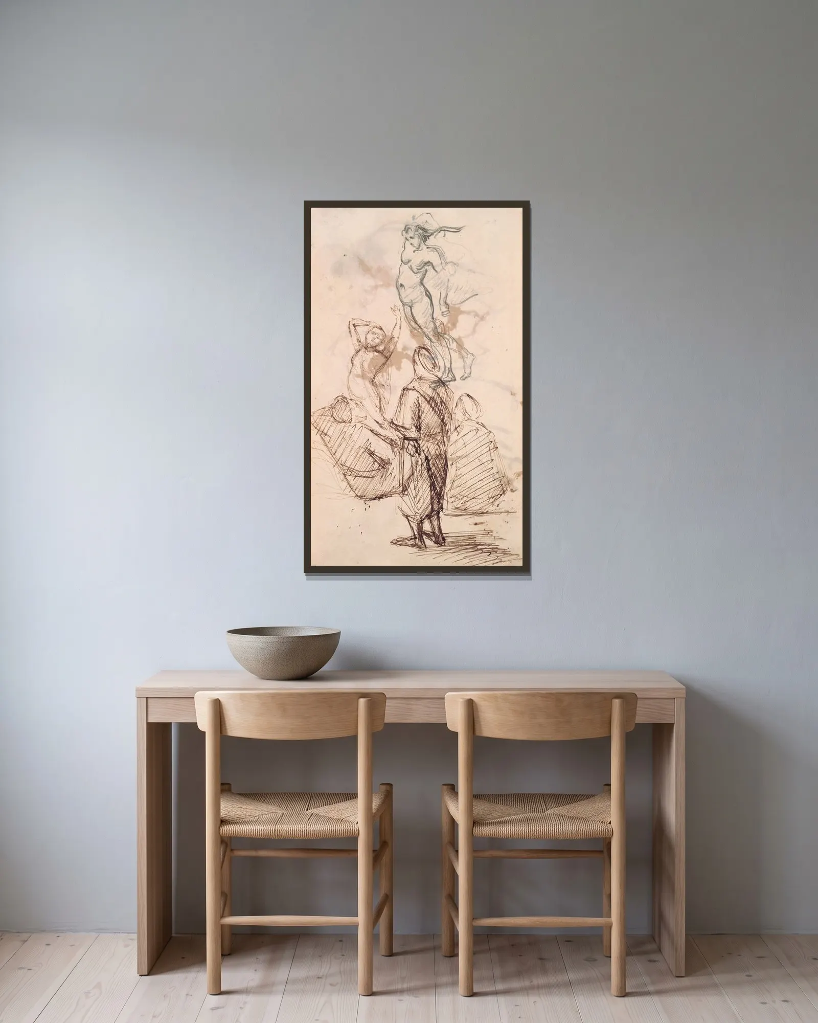 Sheet of Studies av Paul Cézanne inramad på en vägg