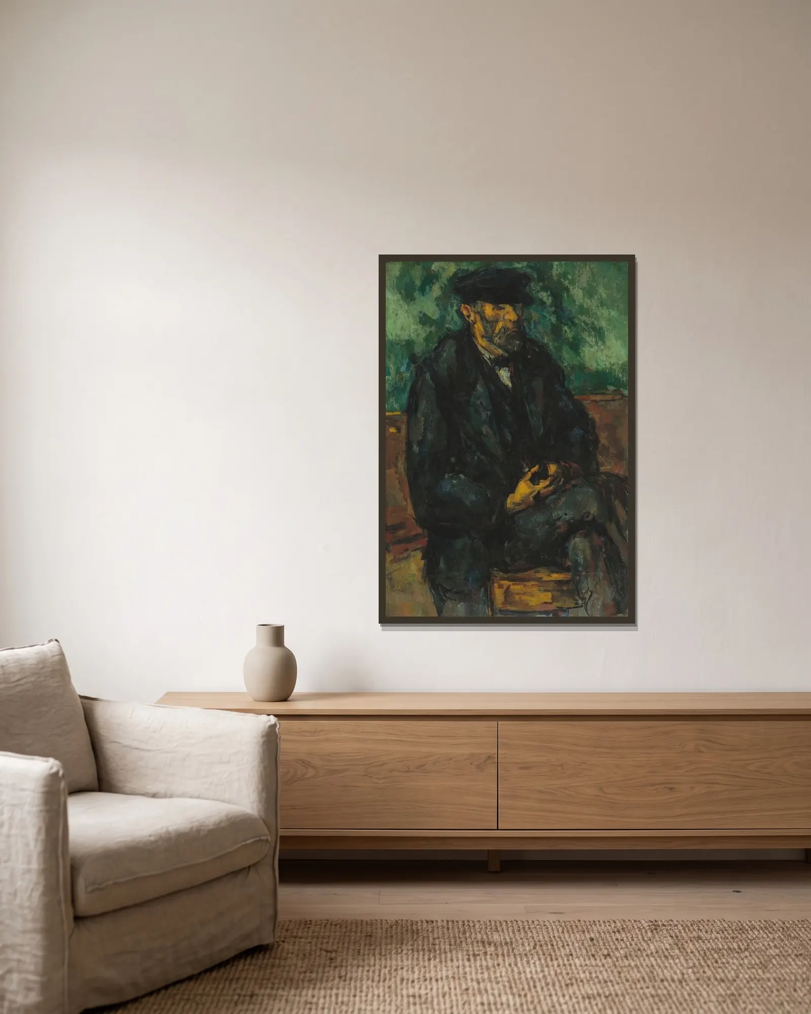 The Gardener Vallier av Paul Cézanne inramad på en vägg