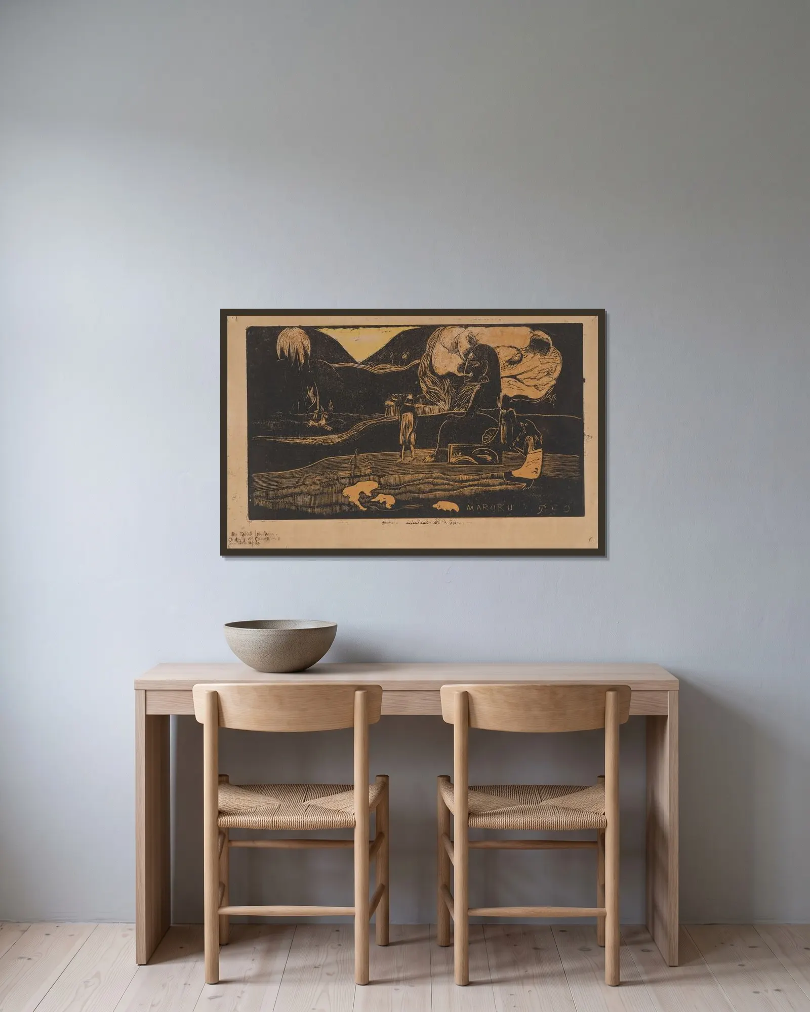 Maruru av Paul Gauguin inramad på en vägg
