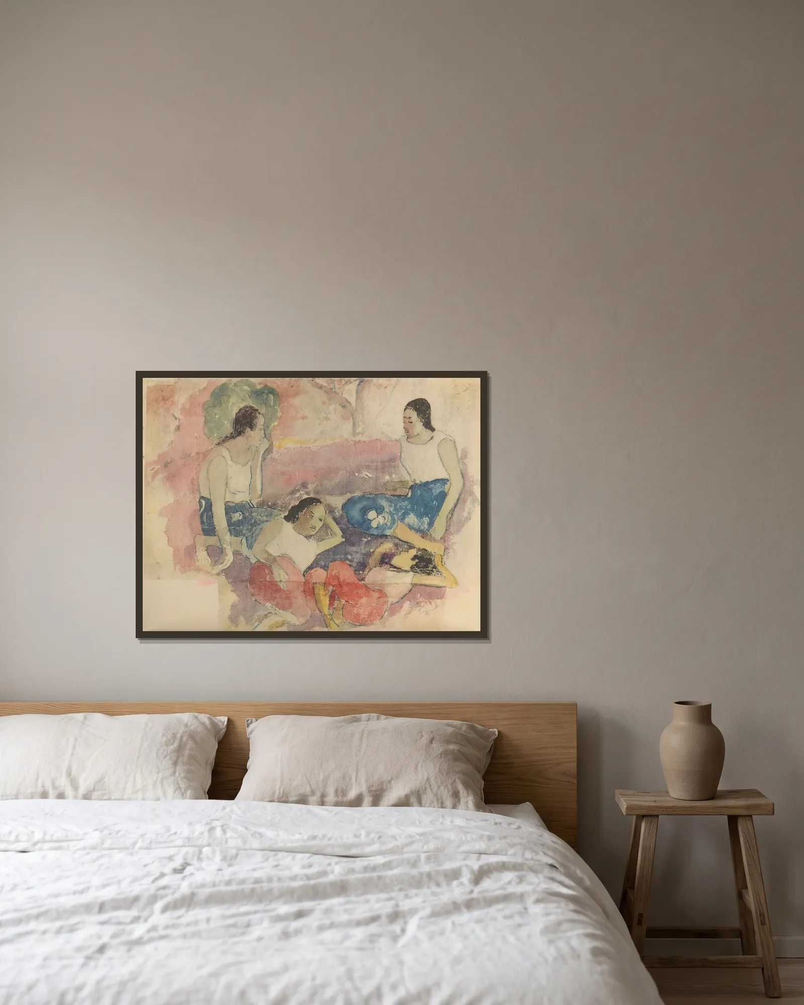 Noanoa Pl.24 av Paul Gauguin inramad på en vägg