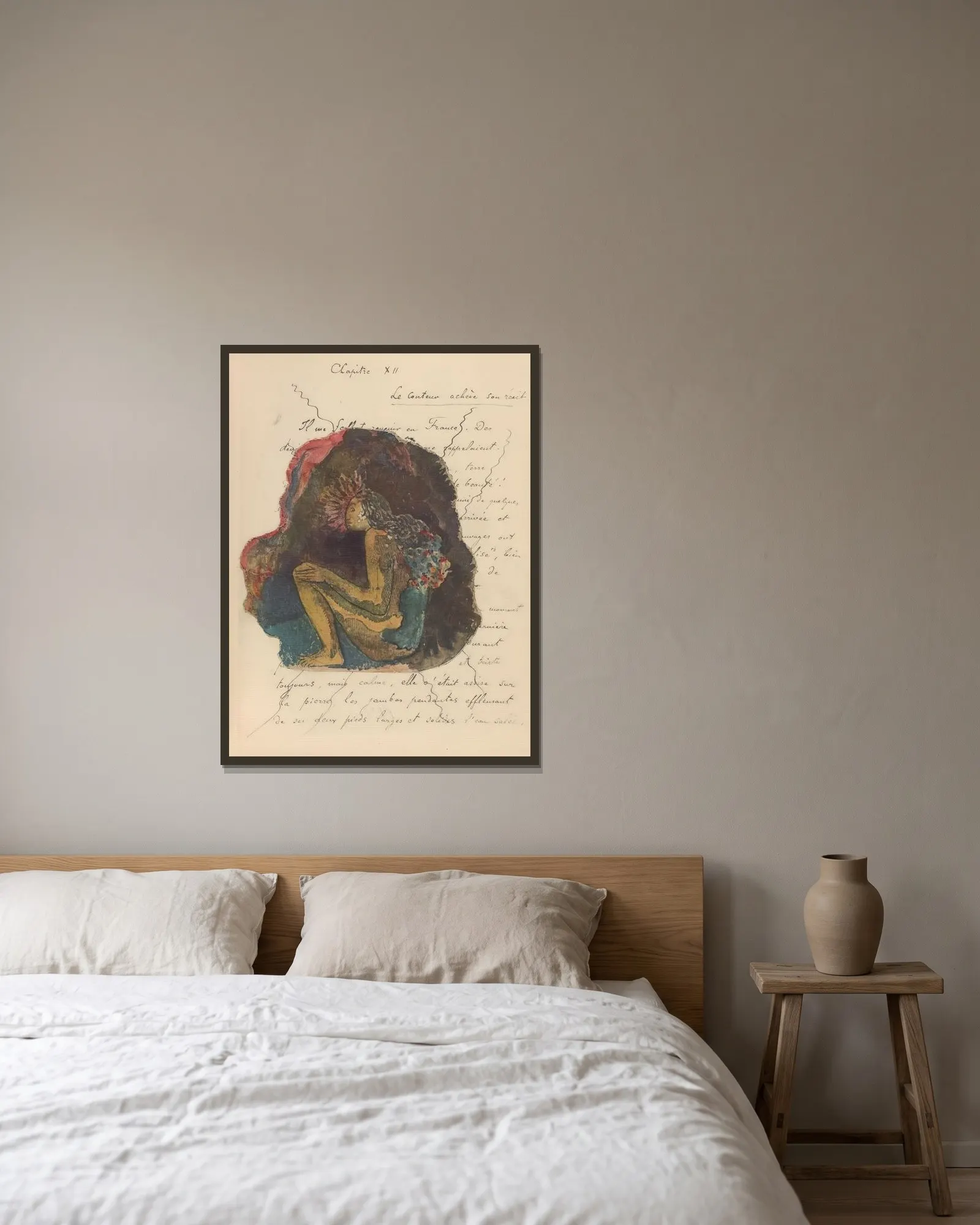 Noanoa Pl.29 av Paul Gauguin inramad på en vägg