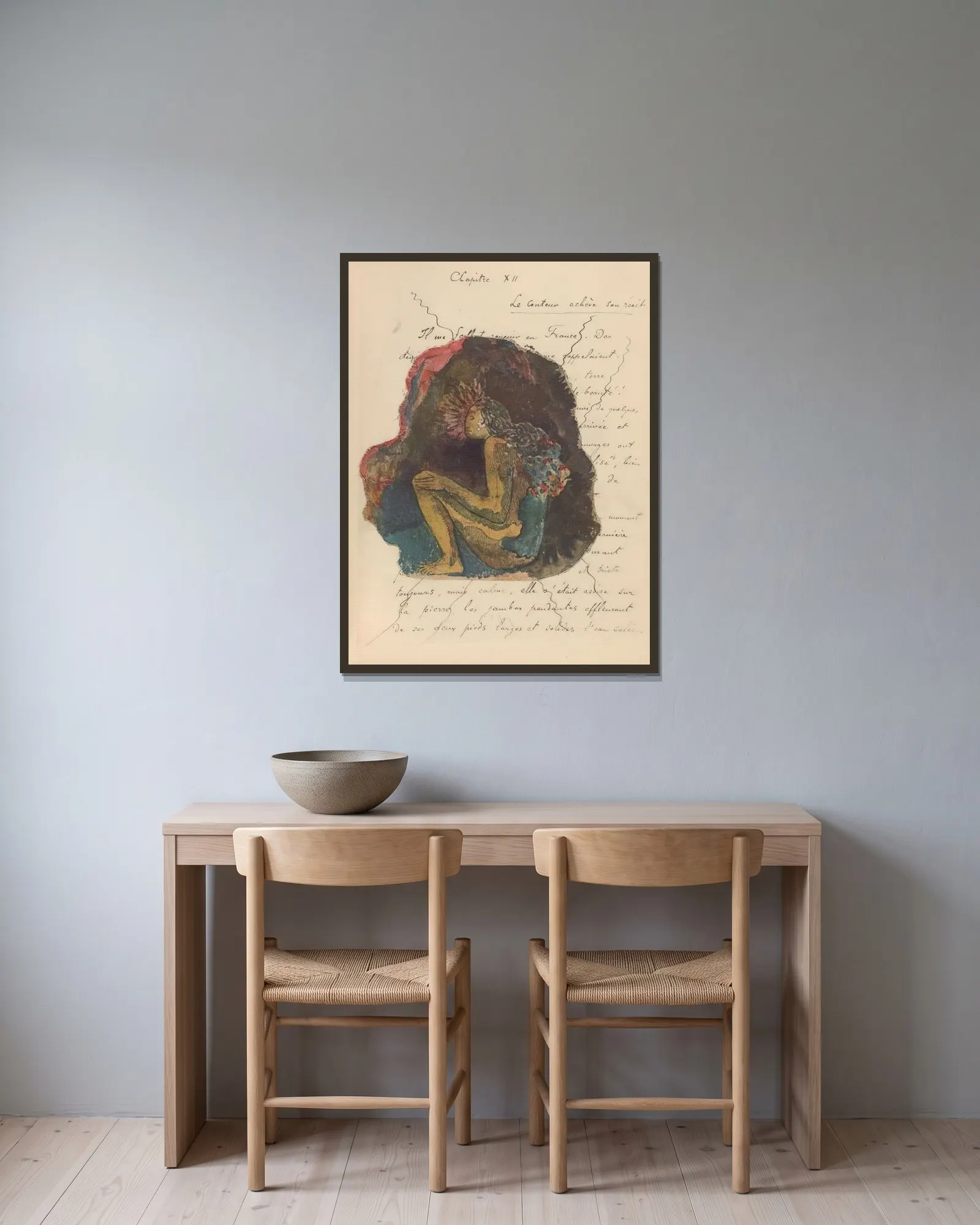 Noanoa Pl.29 av Paul Gauguin inramad på en vägg