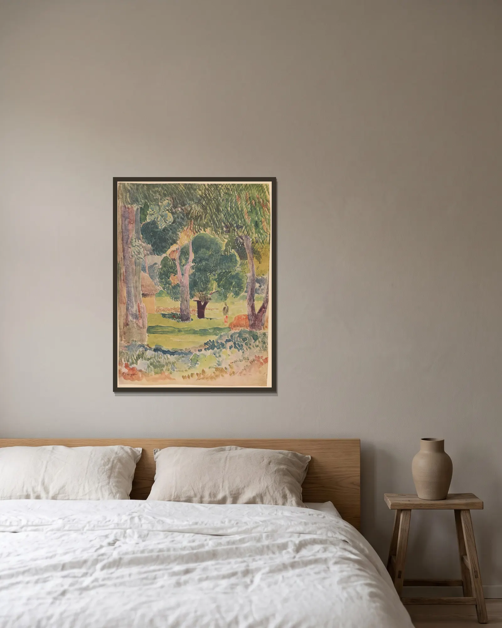 Noanoa Pl.35 av Paul Gauguin inramad på en vägg