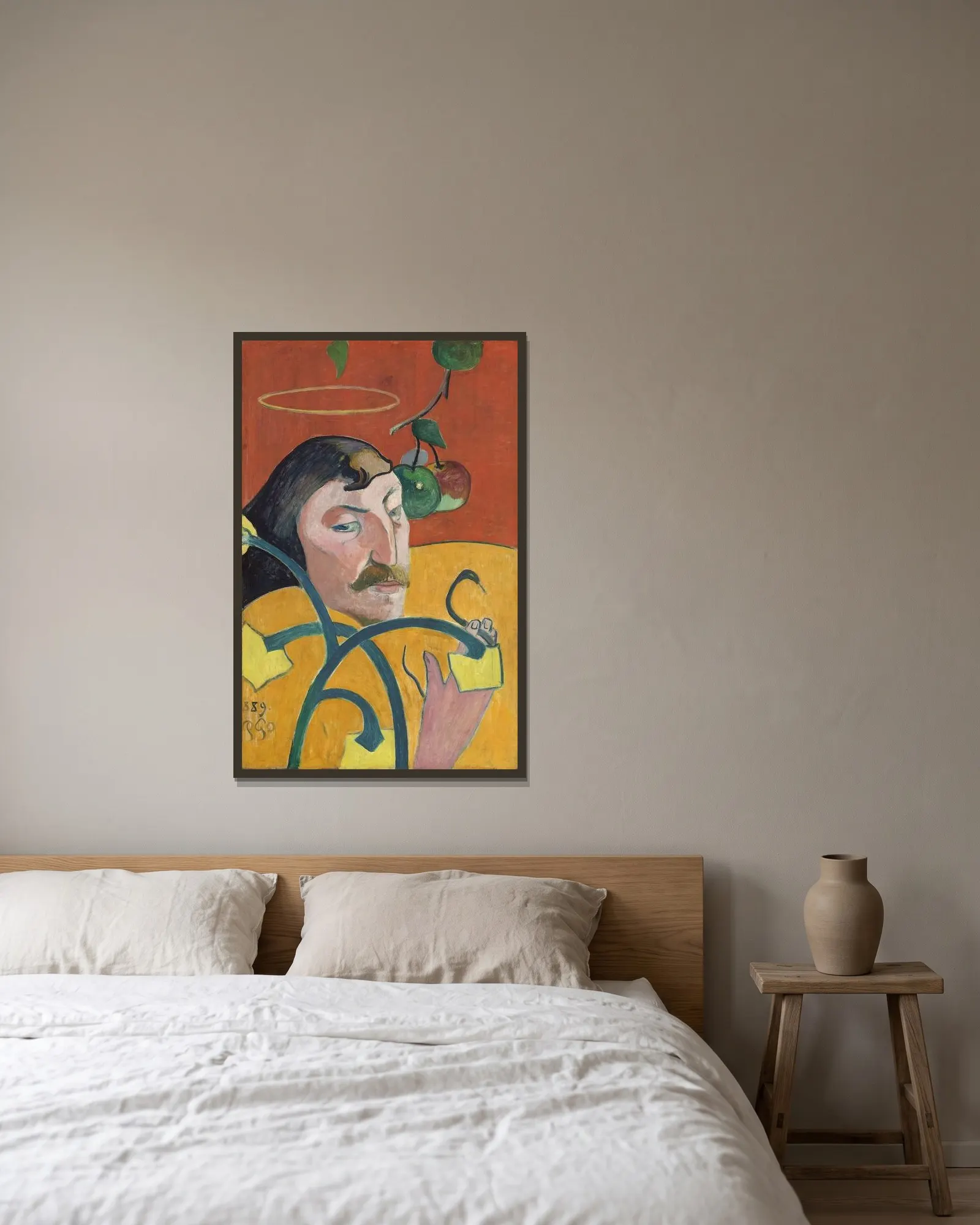 Self-Portrait av Paul Gauguin inramad på en vägg