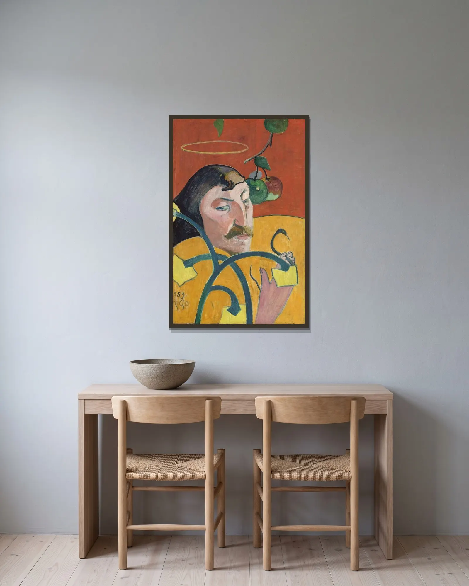 Self-Portrait av Paul Gauguin inramad på en vägg