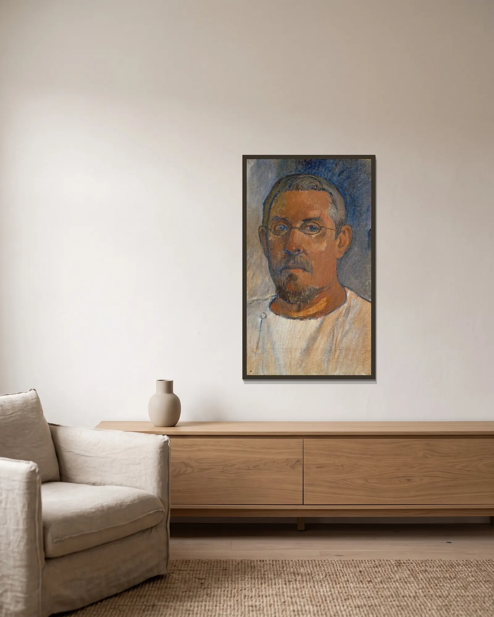 Self-Portrait av Paul Gauguin inramad på en vägg