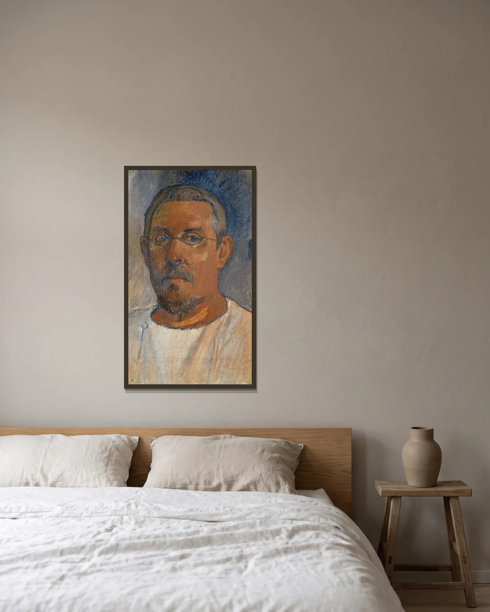 Self-Portrait av Paul Gauguin inramad på en vägg