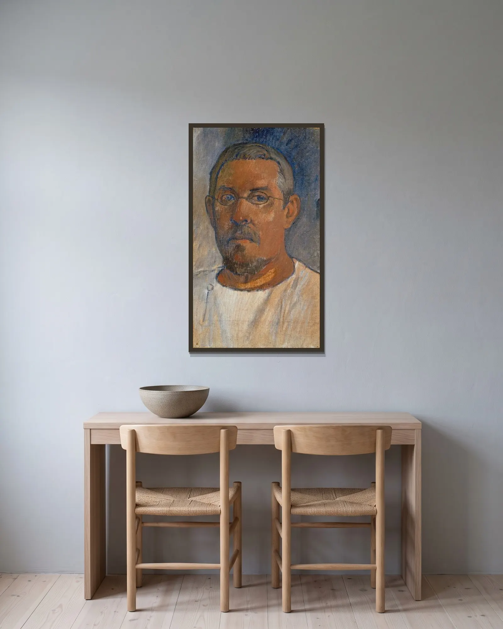 Self-Portrait av Paul Gauguin inramad på en vägg
