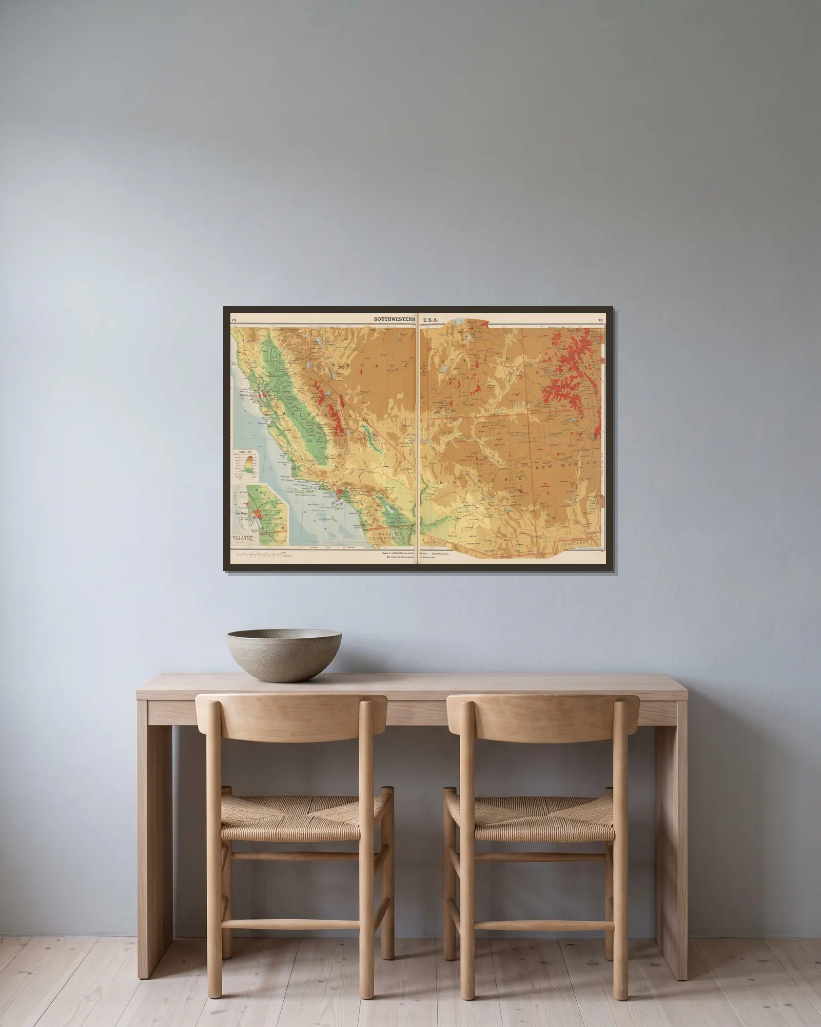 Southwestern U.S.A av John Paul Goode inramad på en vägg