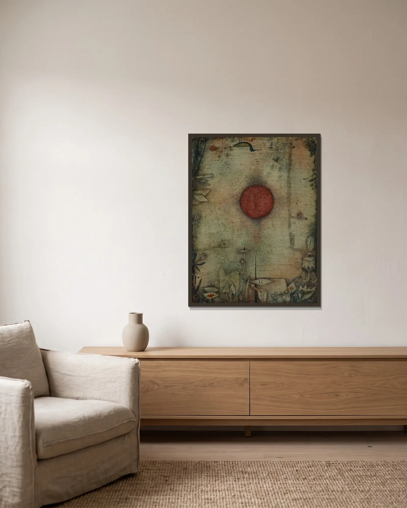 Ad marginem av Paul Klee inramad på en vägg