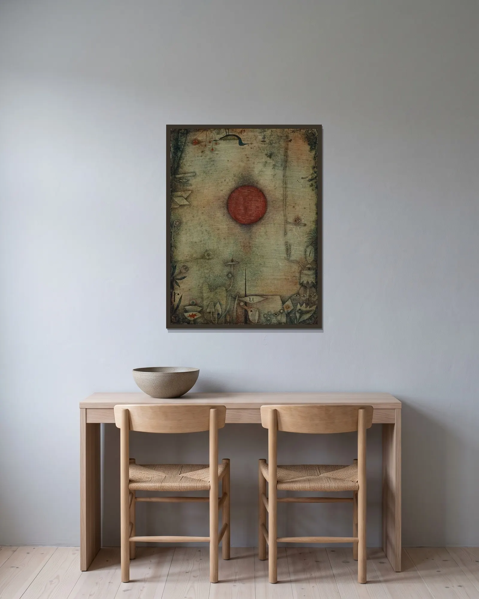 Ad marginem av Paul Klee inramad på en vägg