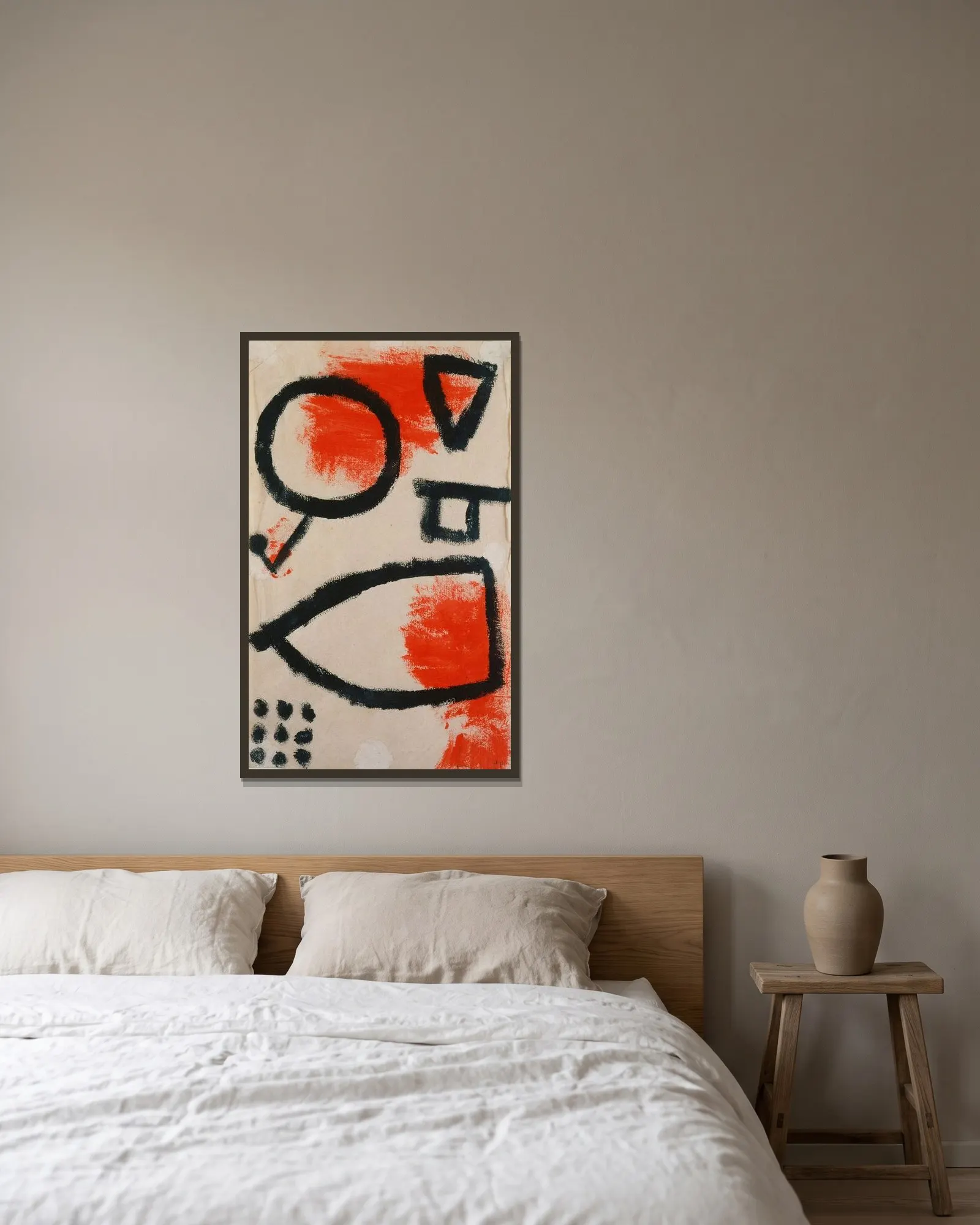 Alea jacta av Paul Klee inramad på en vägg