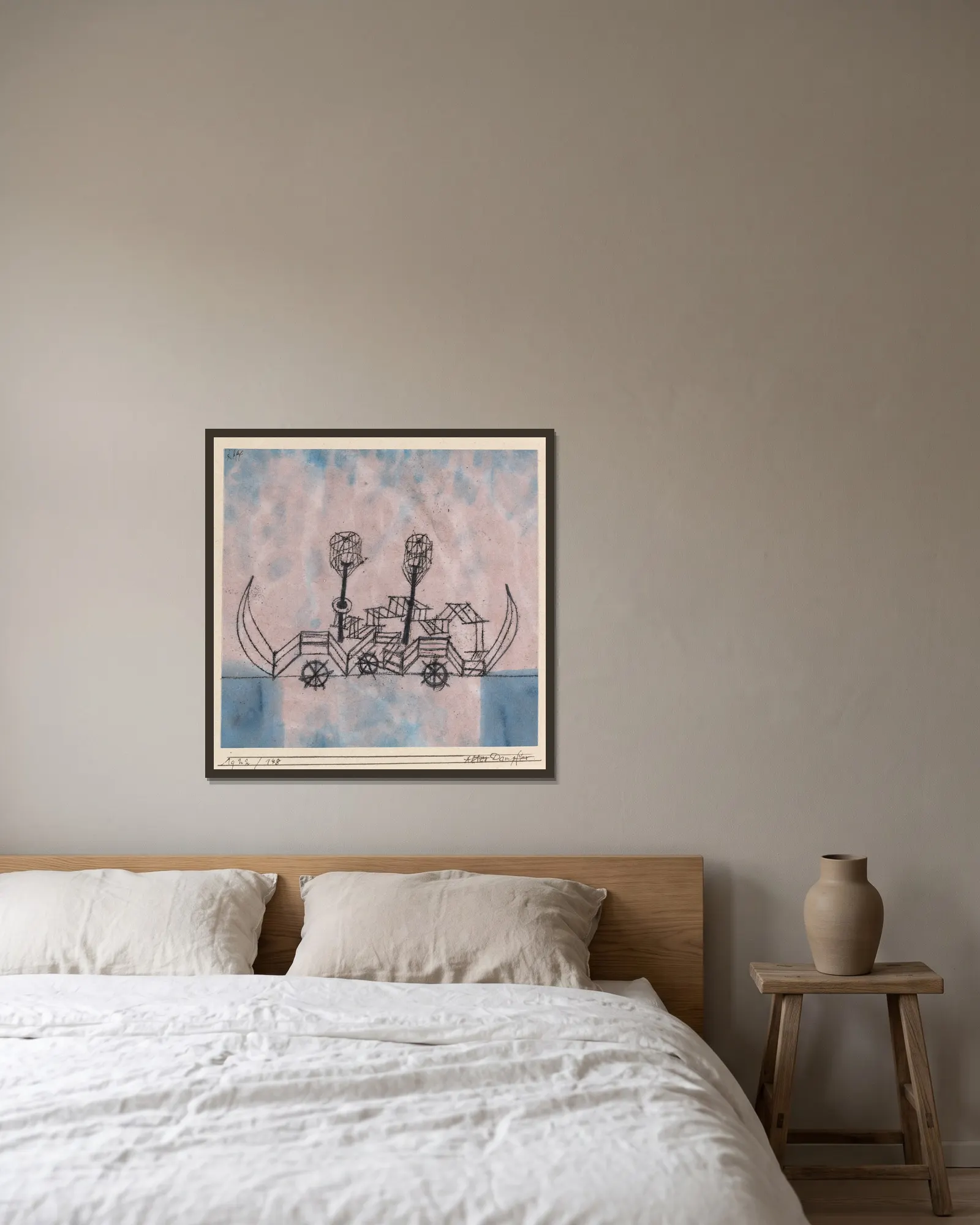 Alter Dampfer (Old Steamboat) av Paul Klee inramad på en vägg