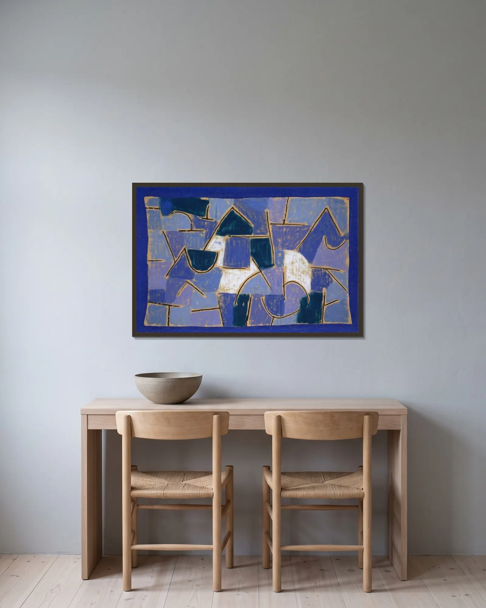 Blue night av Paul Klee inramad på en vägg