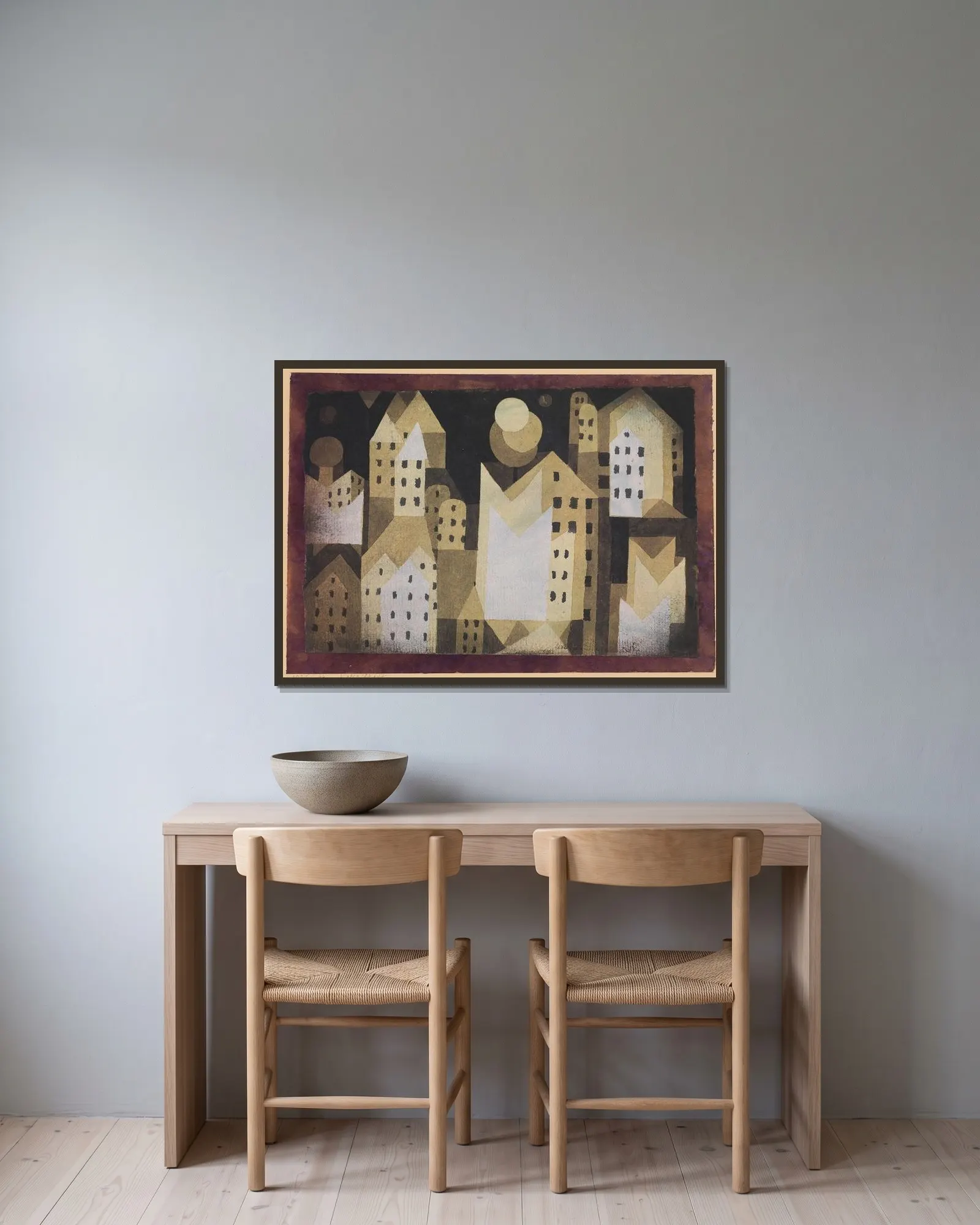 Cold City av Paul Klee inramad på en vägg