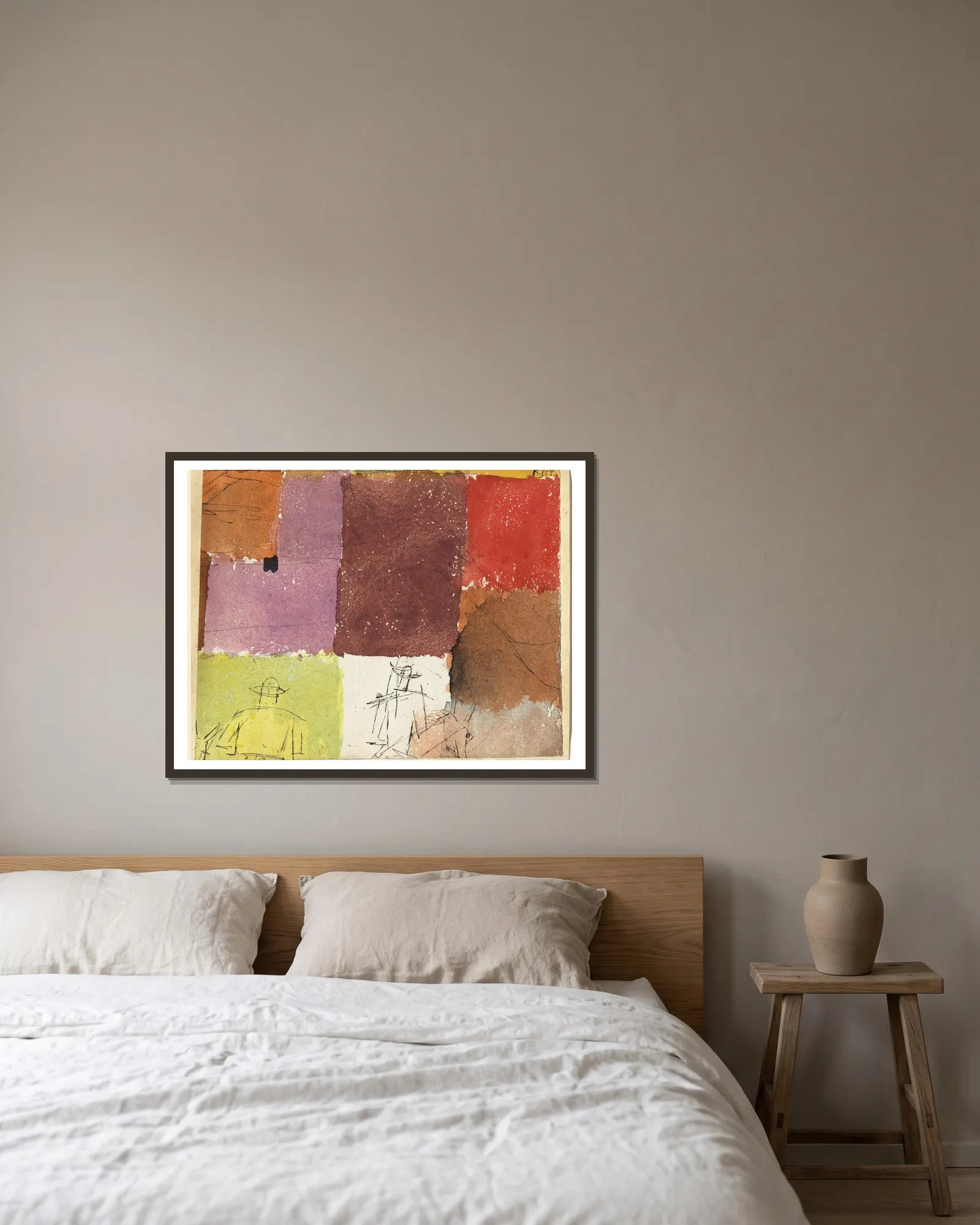 Composition with Figures av Paul Klee inramad på en vägg