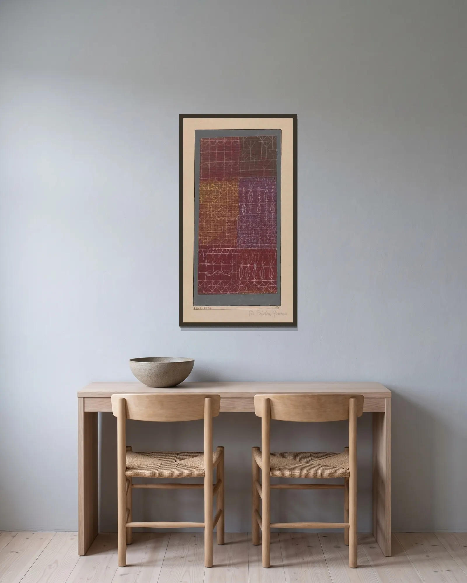 Curtain av Paul Klee inramad på en vägg