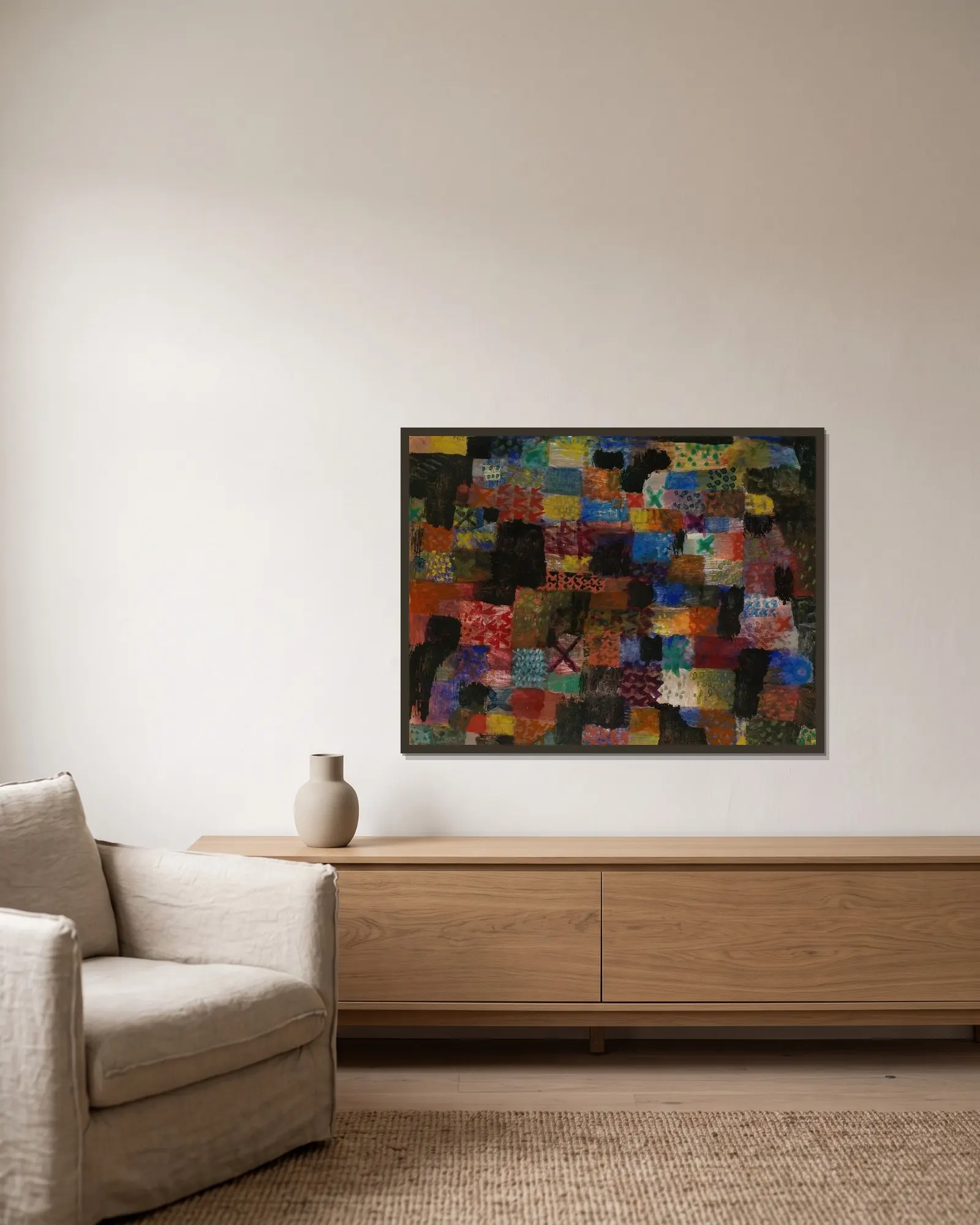 Deep Pathos av Paul Klee inramad på en vägg