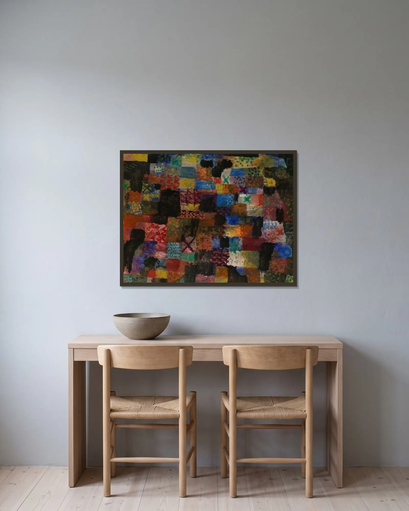 Deep Pathos av Paul Klee inramad på en vägg
