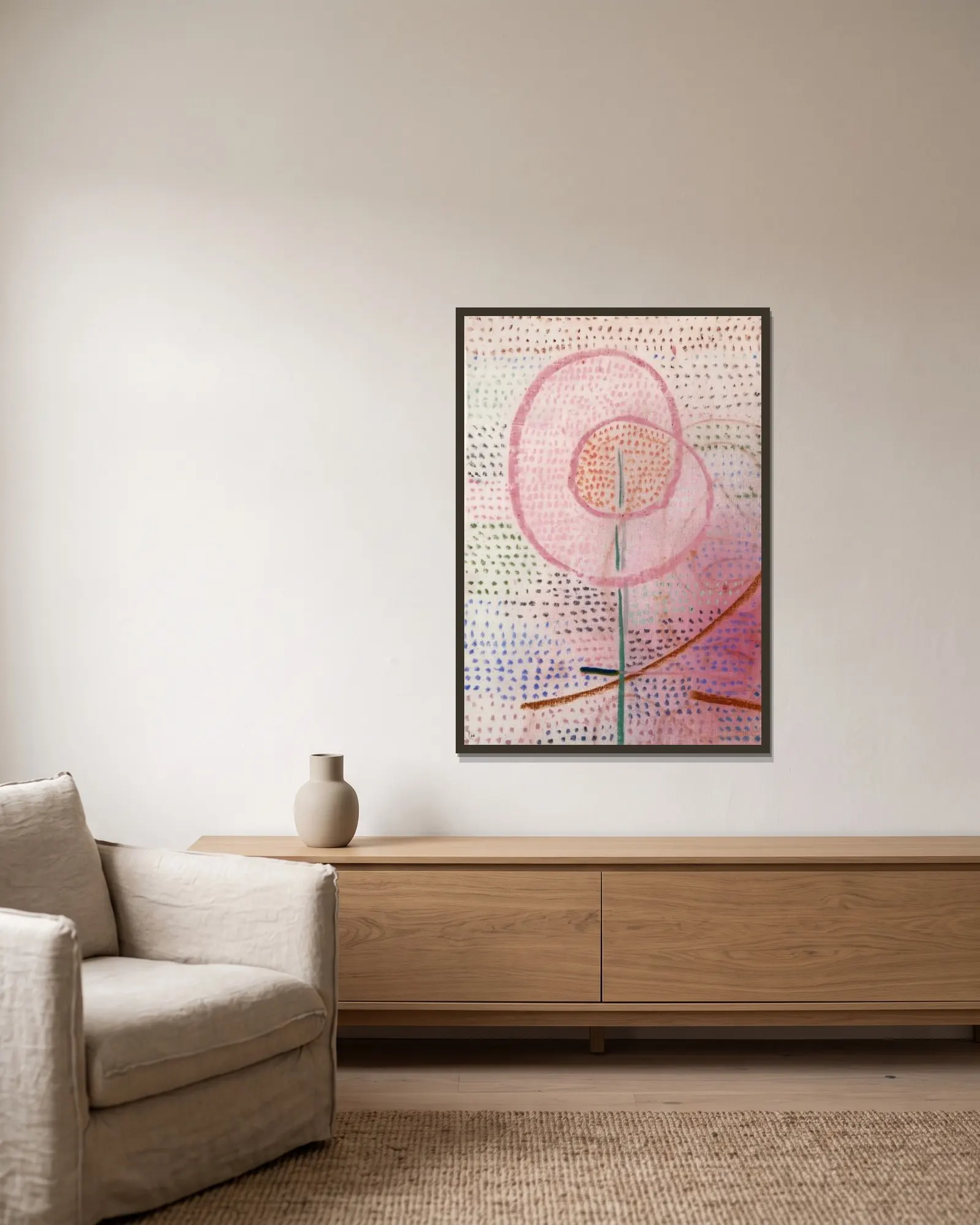 Flourishing av Paul Klee inramad på en vägg