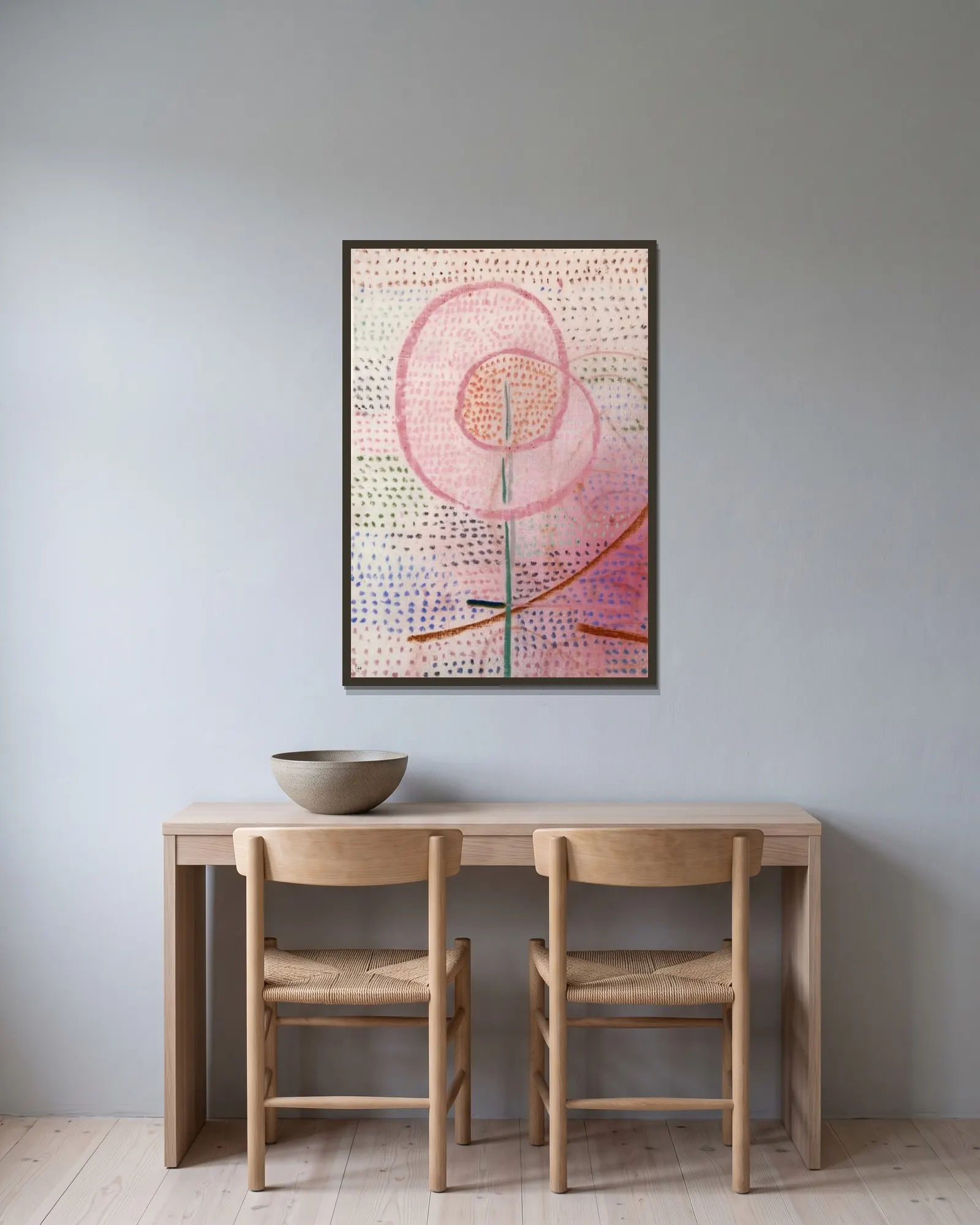 Flourishing av Paul Klee inramad på en vägg