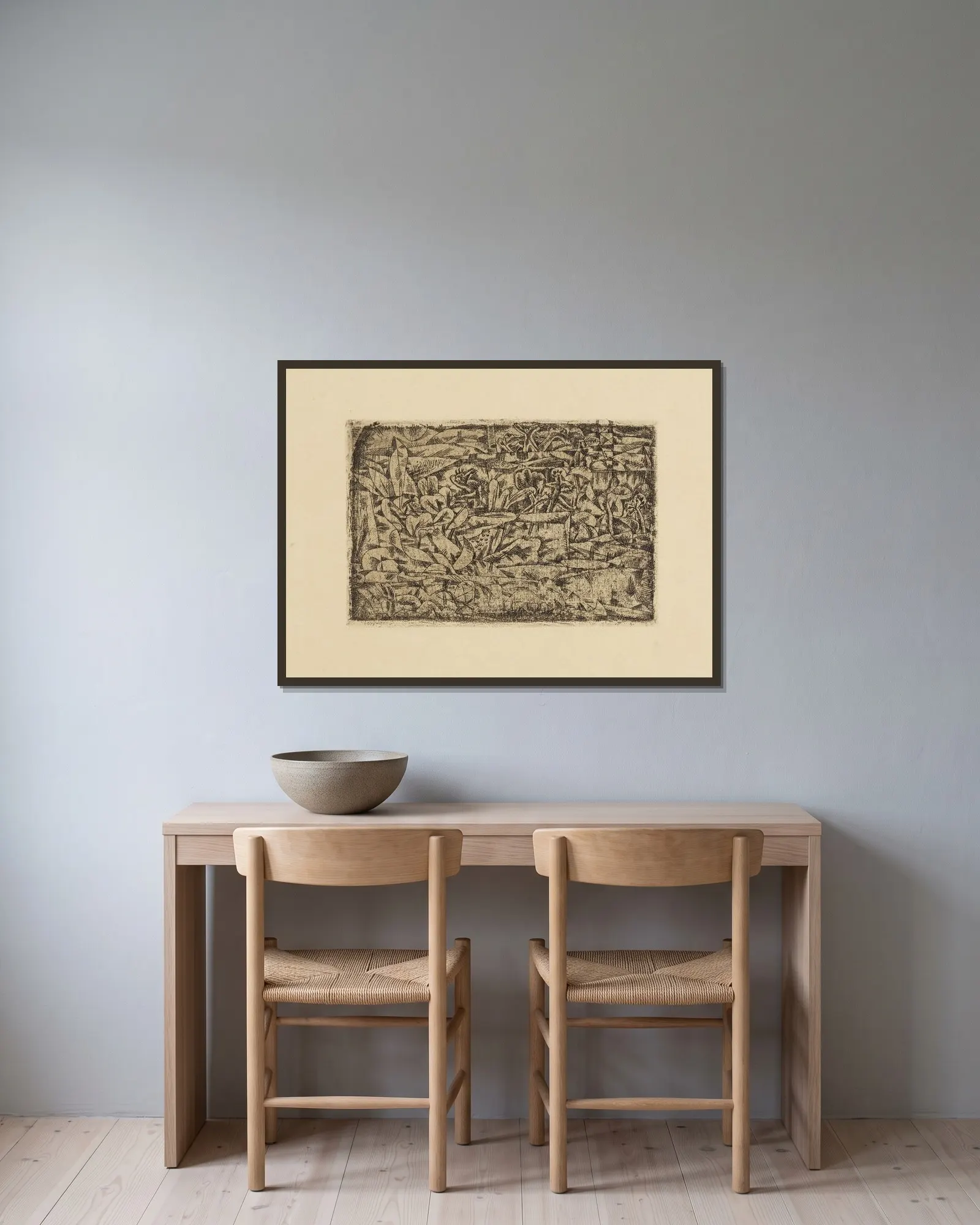 Garten der Leidenschaft av Paul Klee inramad på en vägg