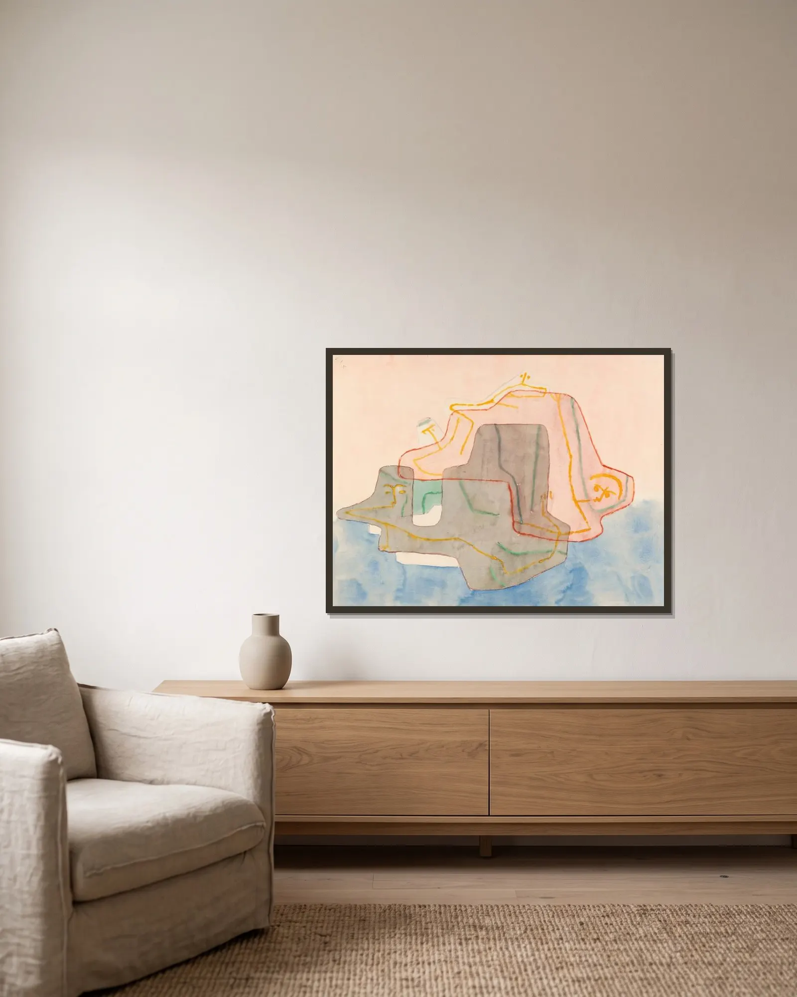 Mythos Einer Insel av Paul Klee inramad på en vägg