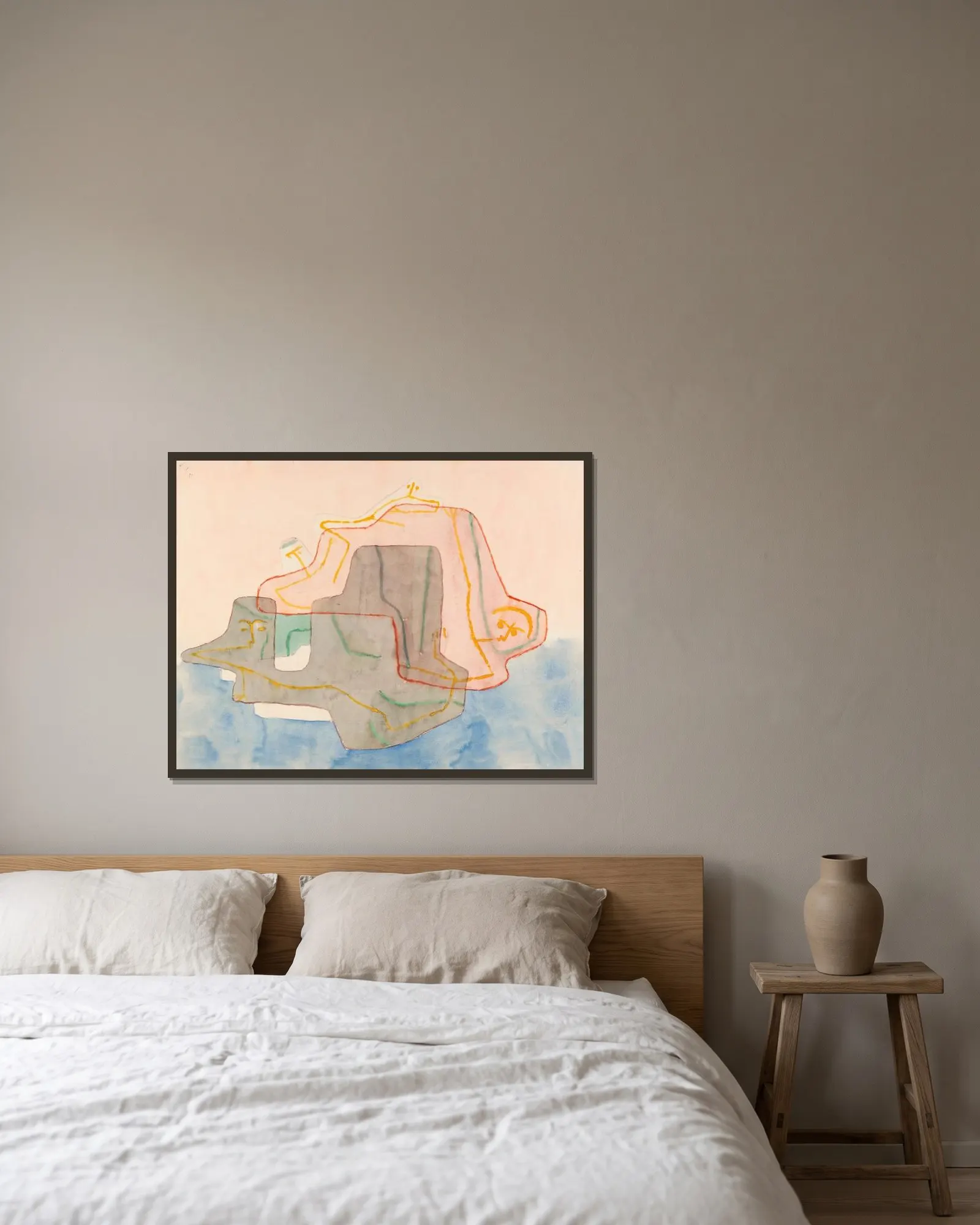 Mythos Einer Insel av Paul Klee inramad på en vägg