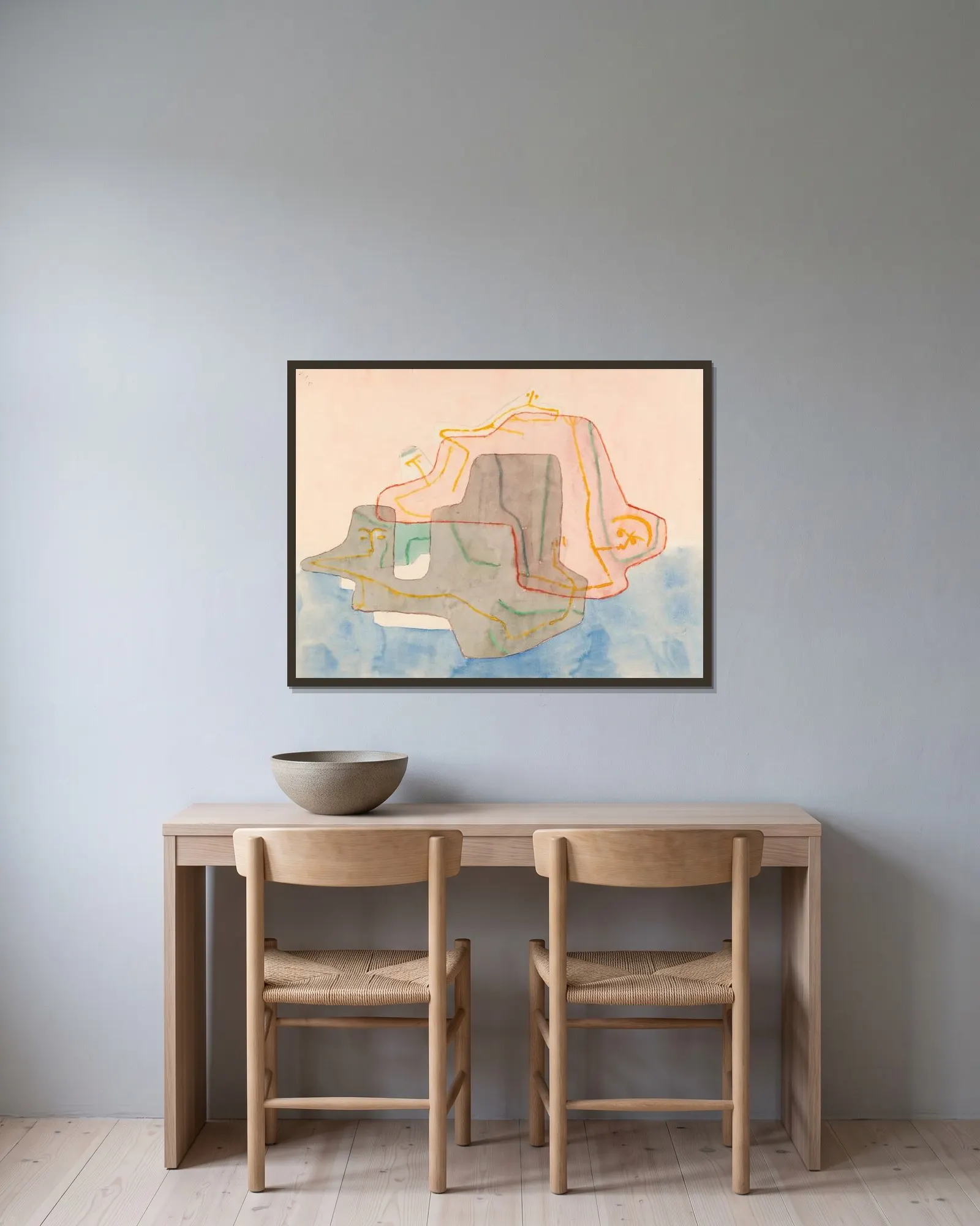 Mythos Einer Insel av Paul Klee inramad på en vägg