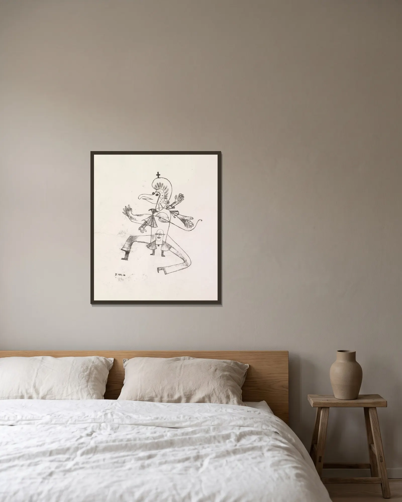 Narretei av Paul Klee inramad på en vägg