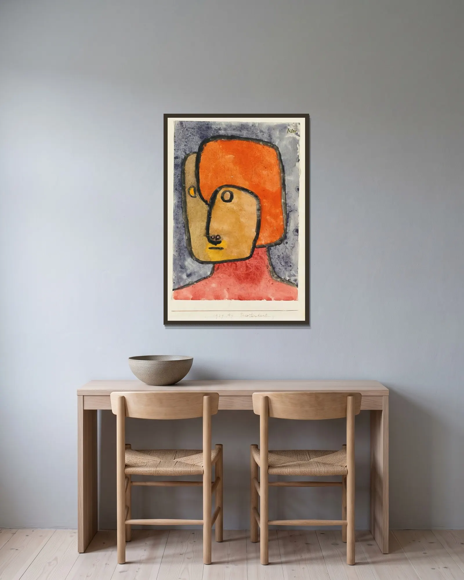 Praetendent (Pretender) av Paul Klee inramad på en vägg