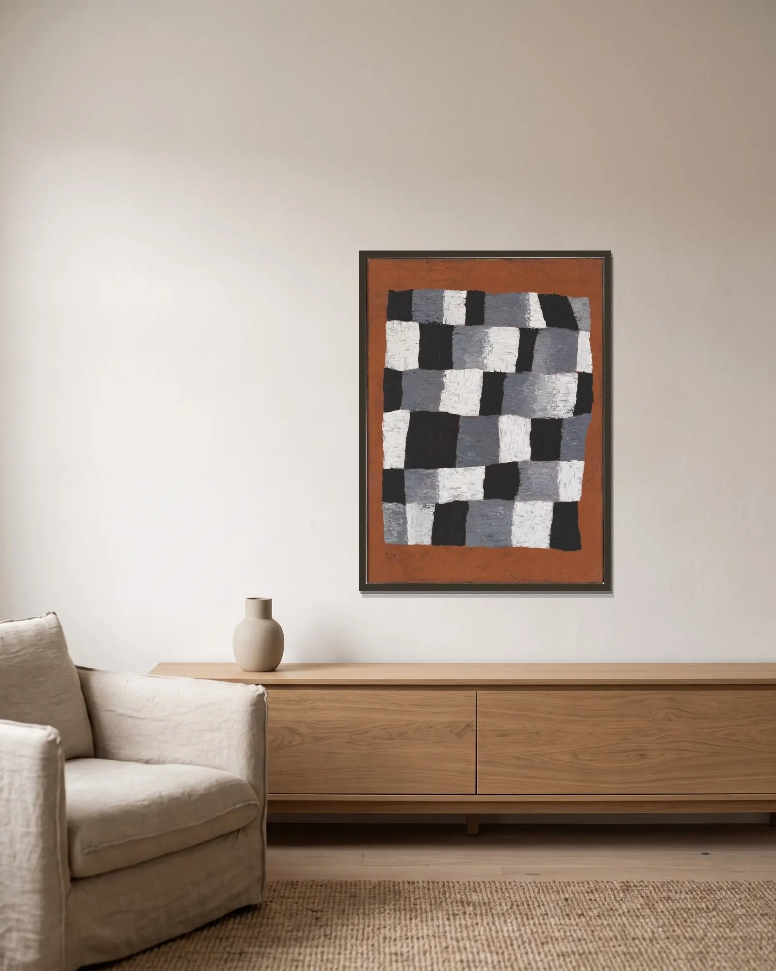 Rhythmisches av Paul Klee inramad på en vägg