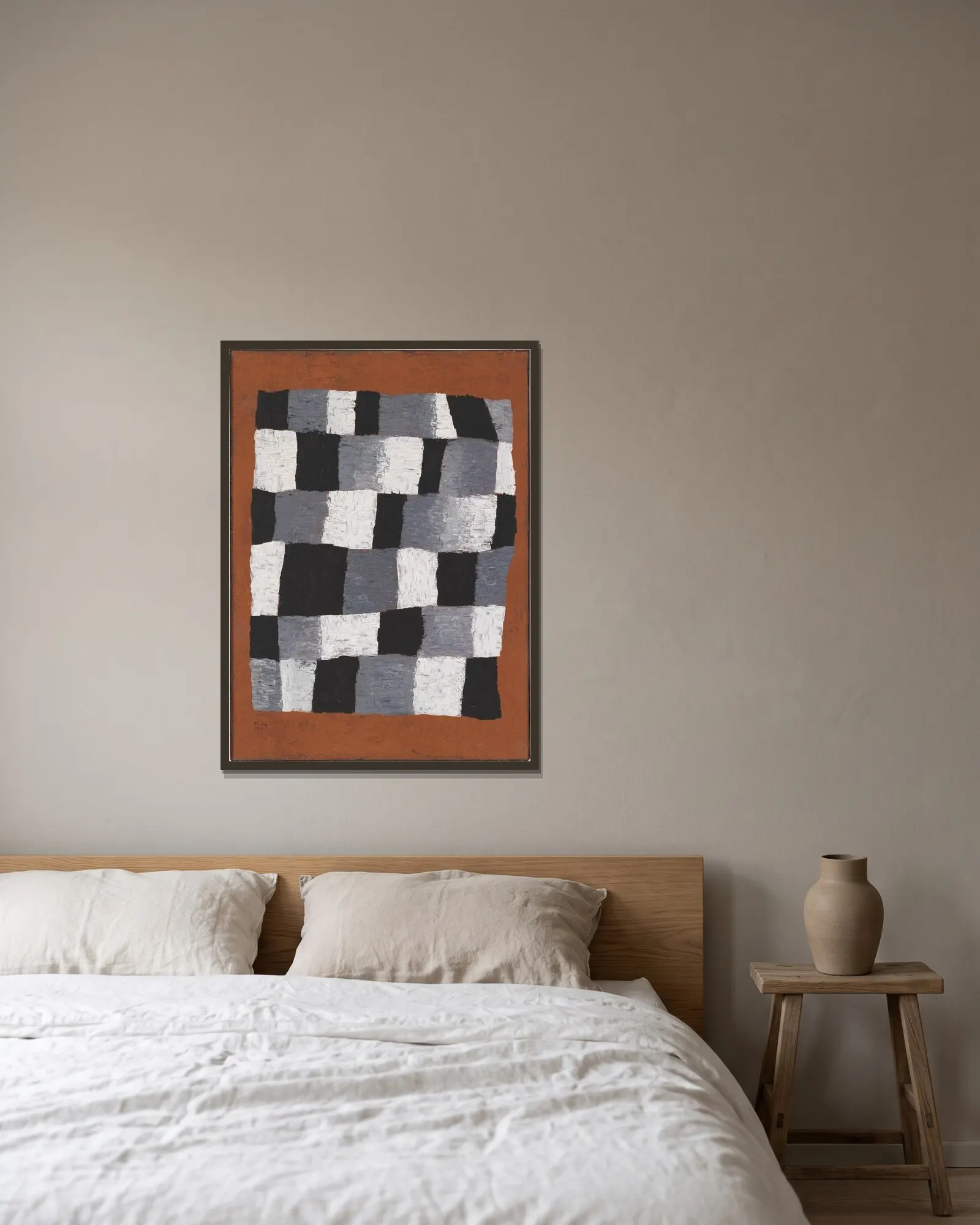 Rhythmisches av Paul Klee inramad på en vägg