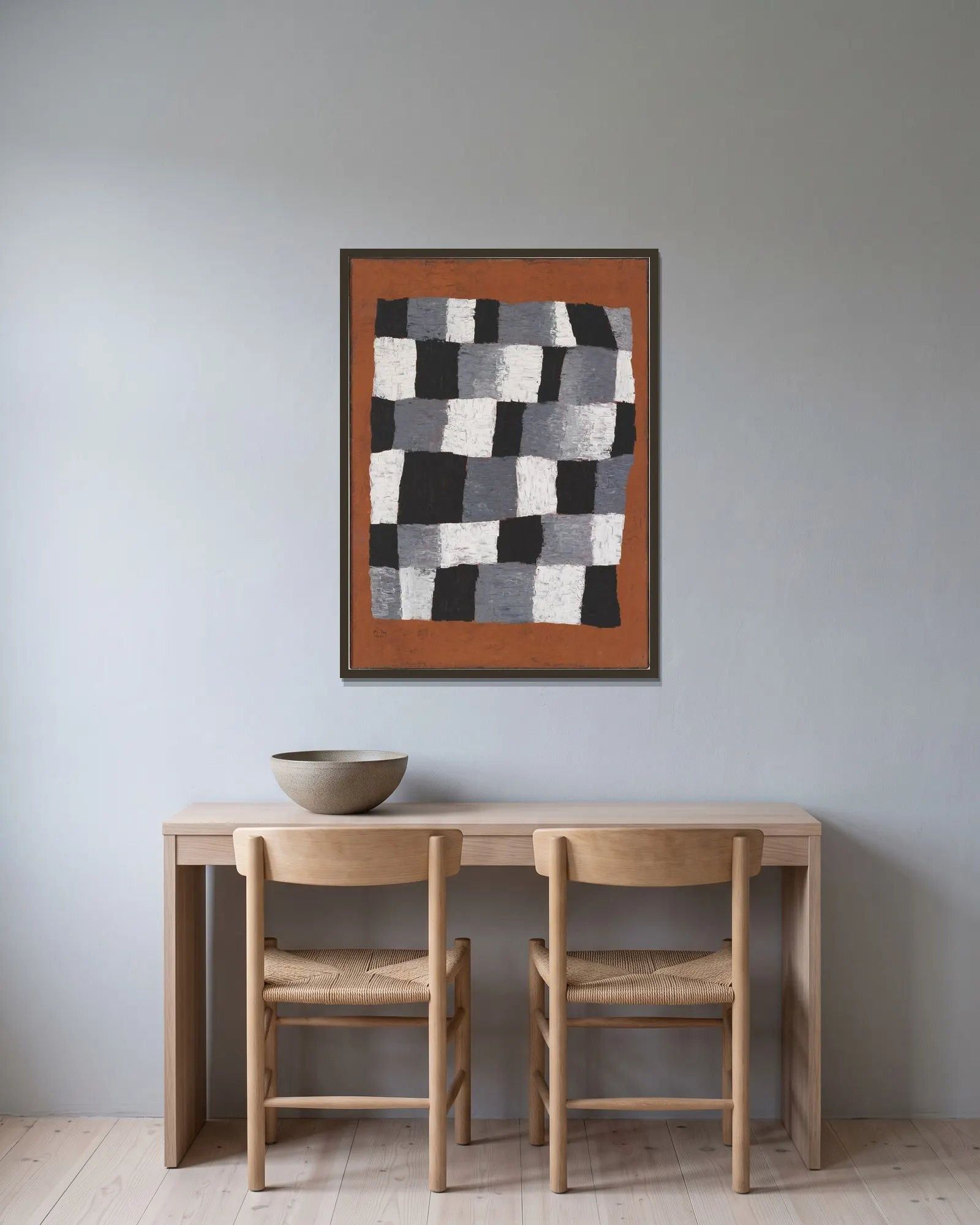 Rhythmisches av Paul Klee inramad på en vägg