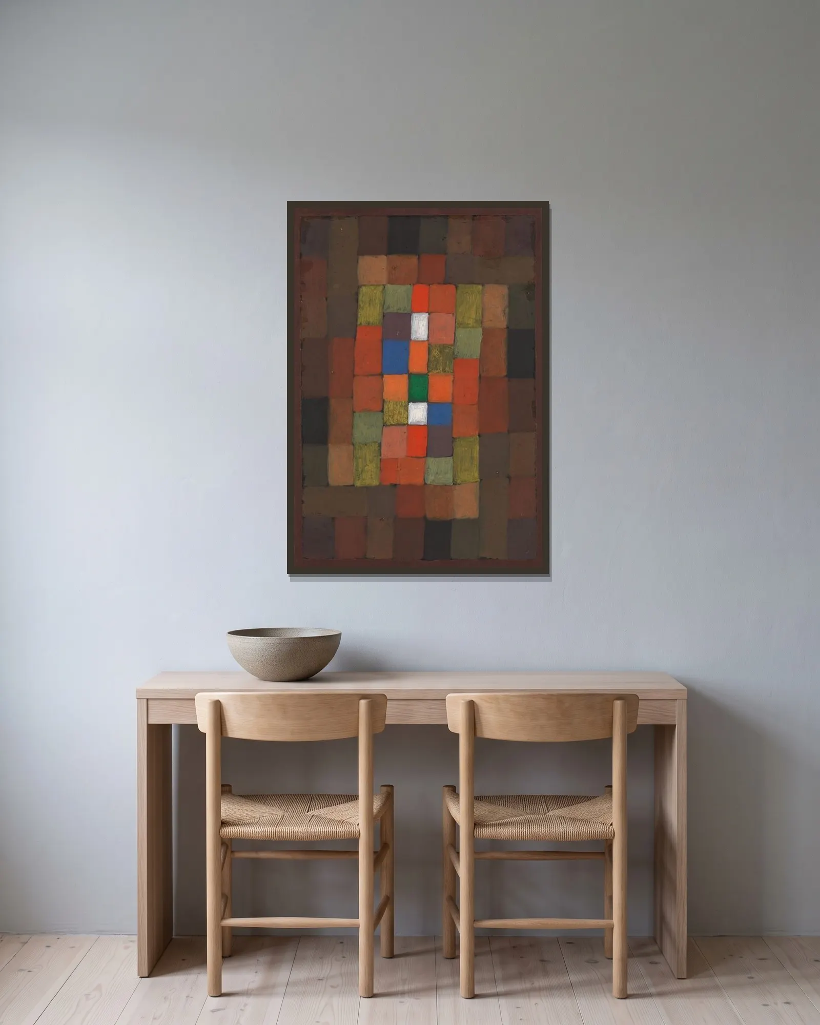 Static-Dynamic Gradation av Paul Klee inramad på en vägg