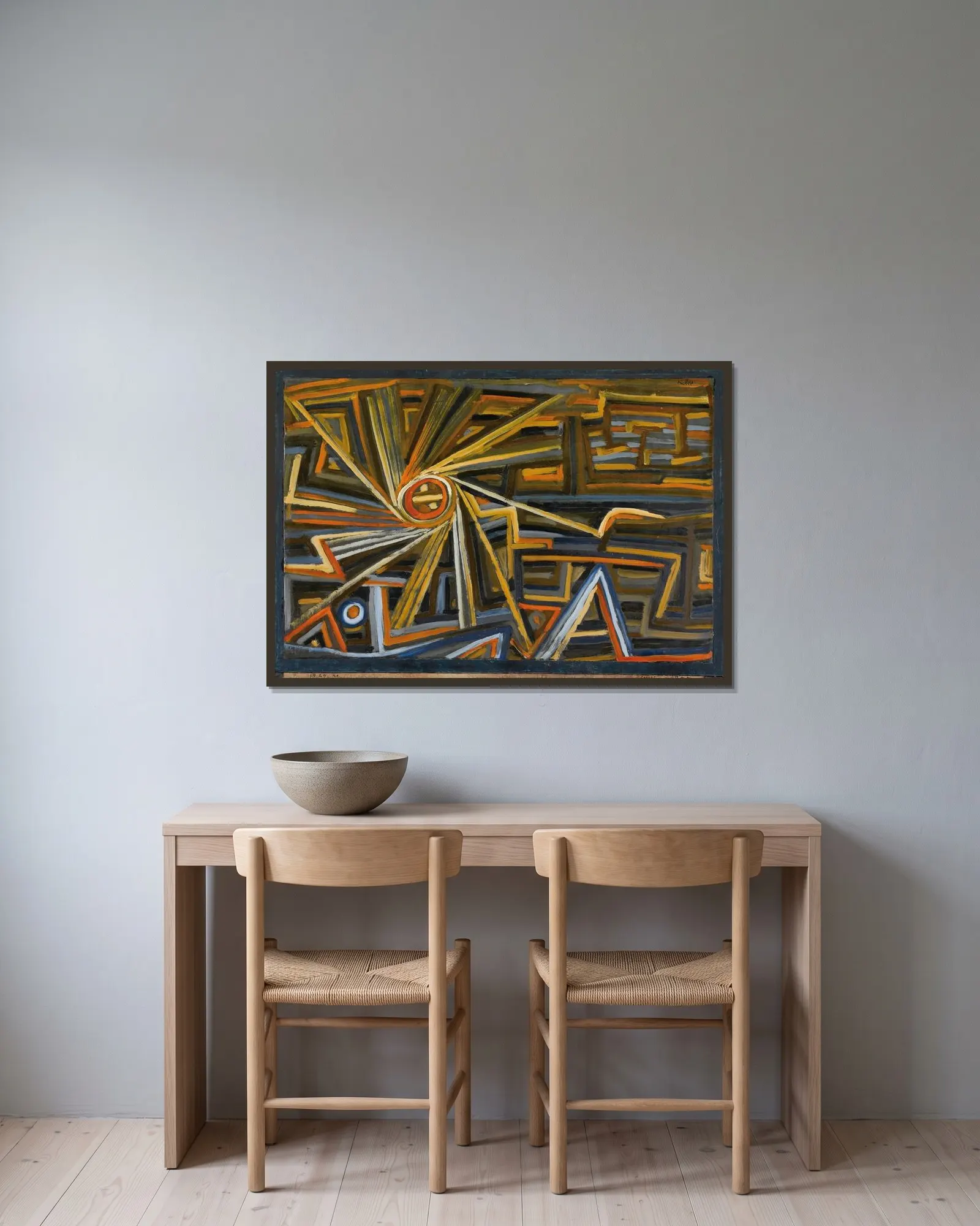 Strahlung Und Rotation av Paul Klee inramad på en vägg