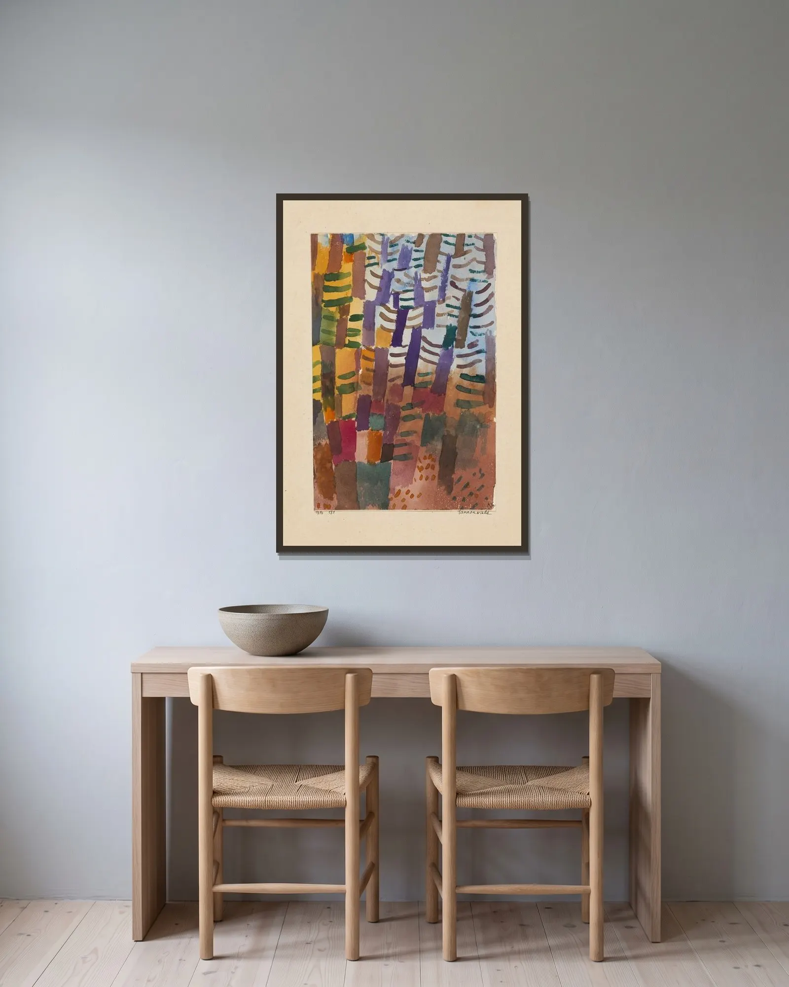 Tannenwald av Paul Klee inramad på en vägg