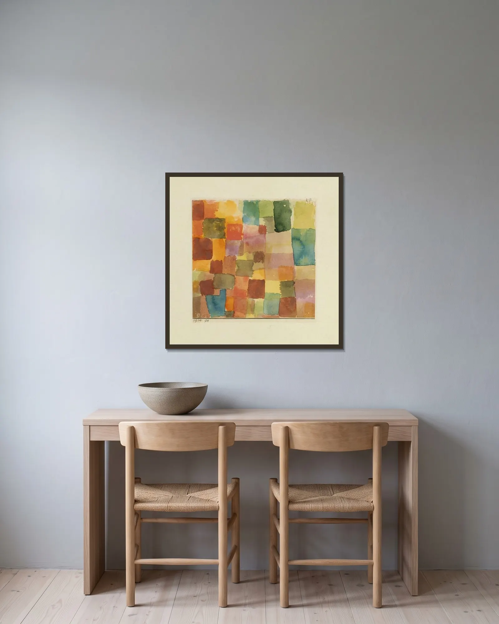 Untitled av Paul Klee inramad på en vägg