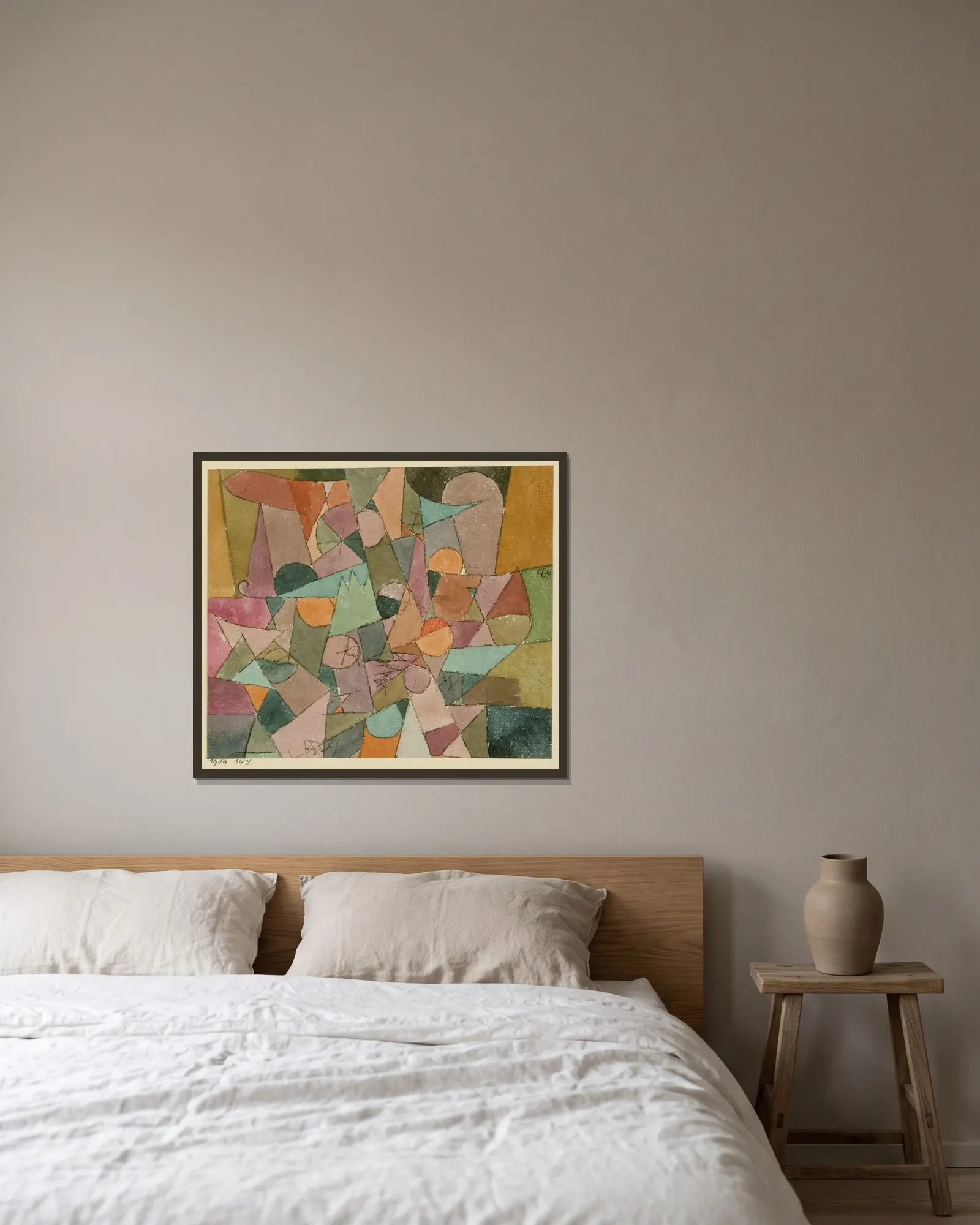 Untitled av Paul Klee inramad på en vägg