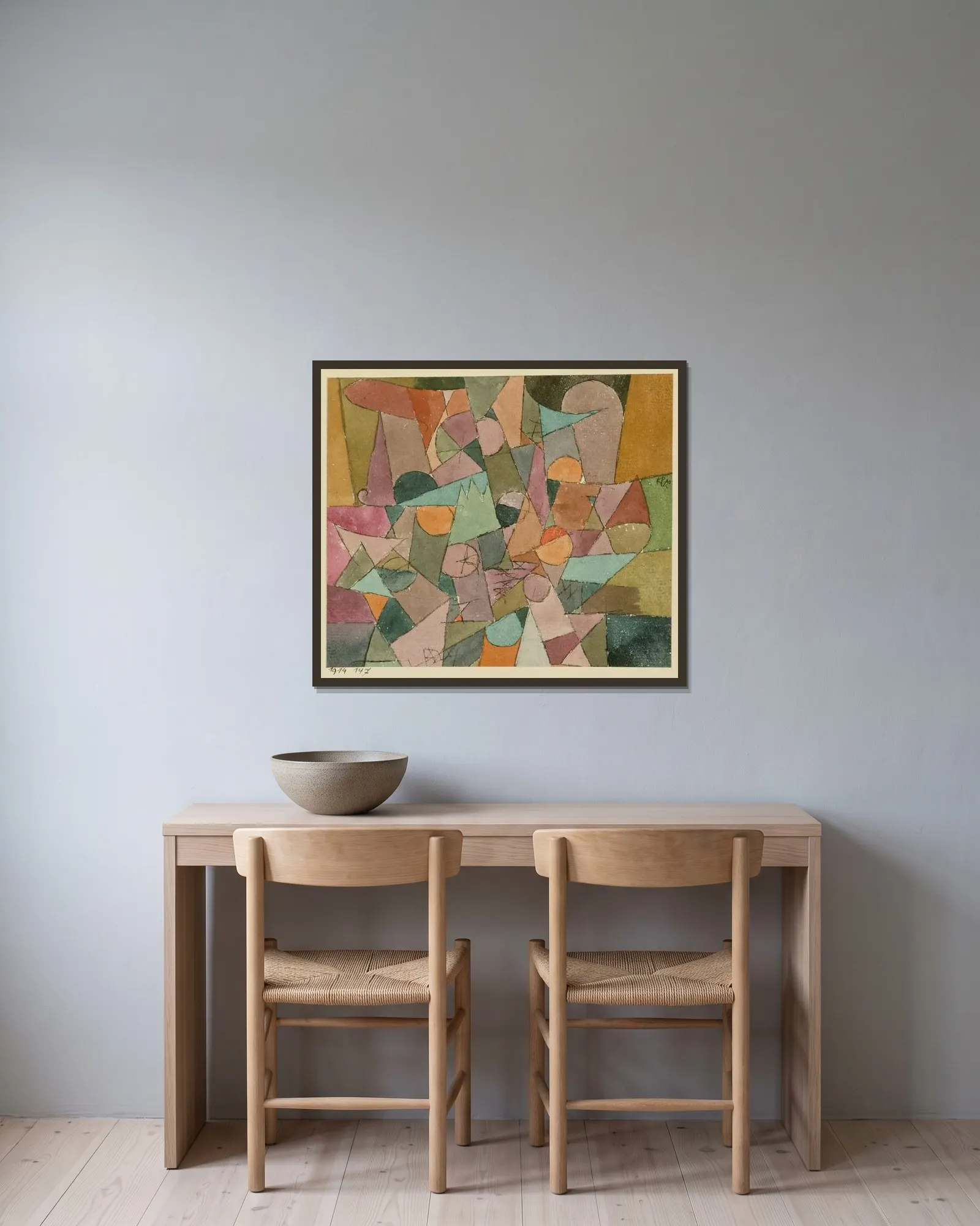 Untitled av Paul Klee inramad på en vägg