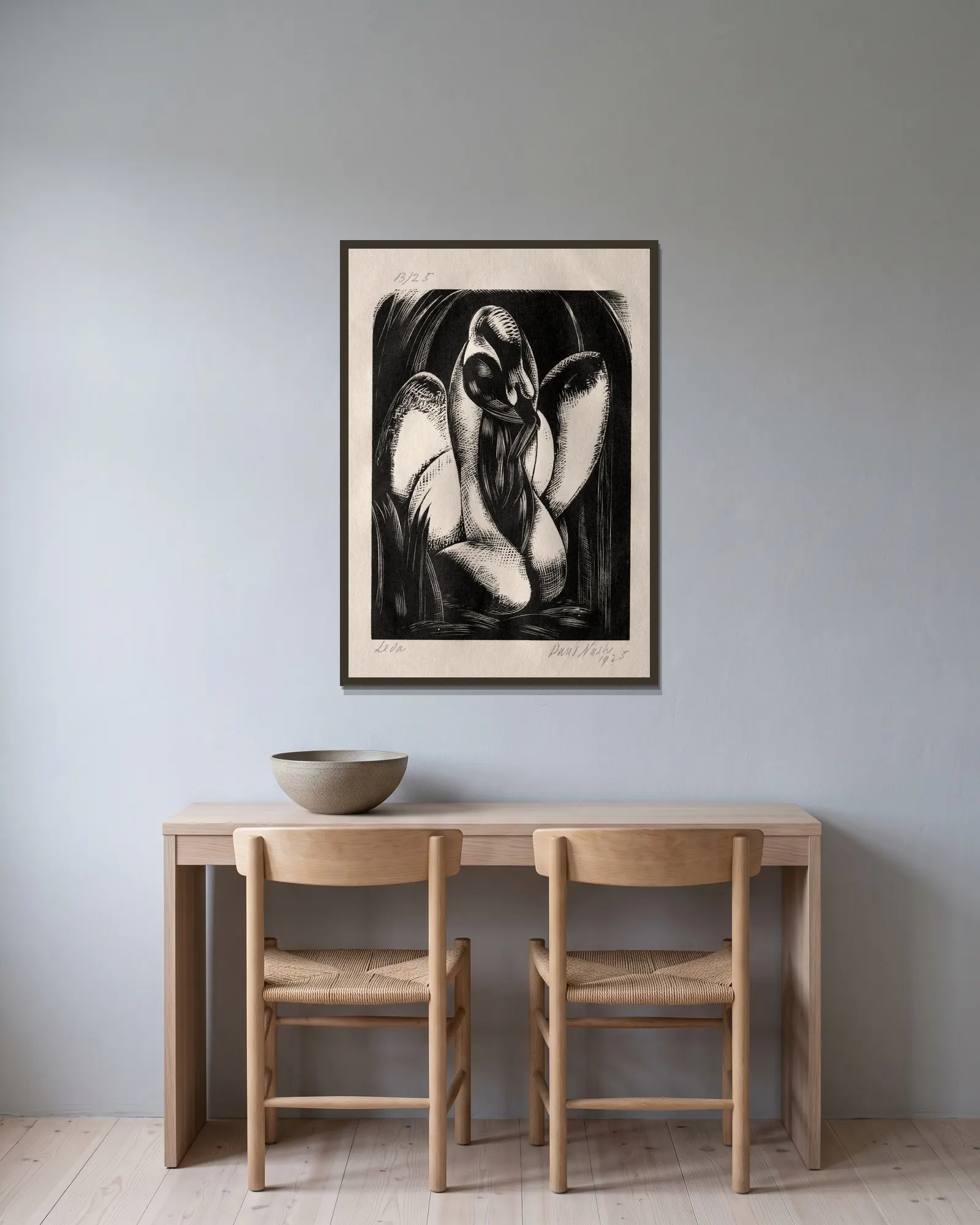Leda av Paul Nash inramad på en vägg