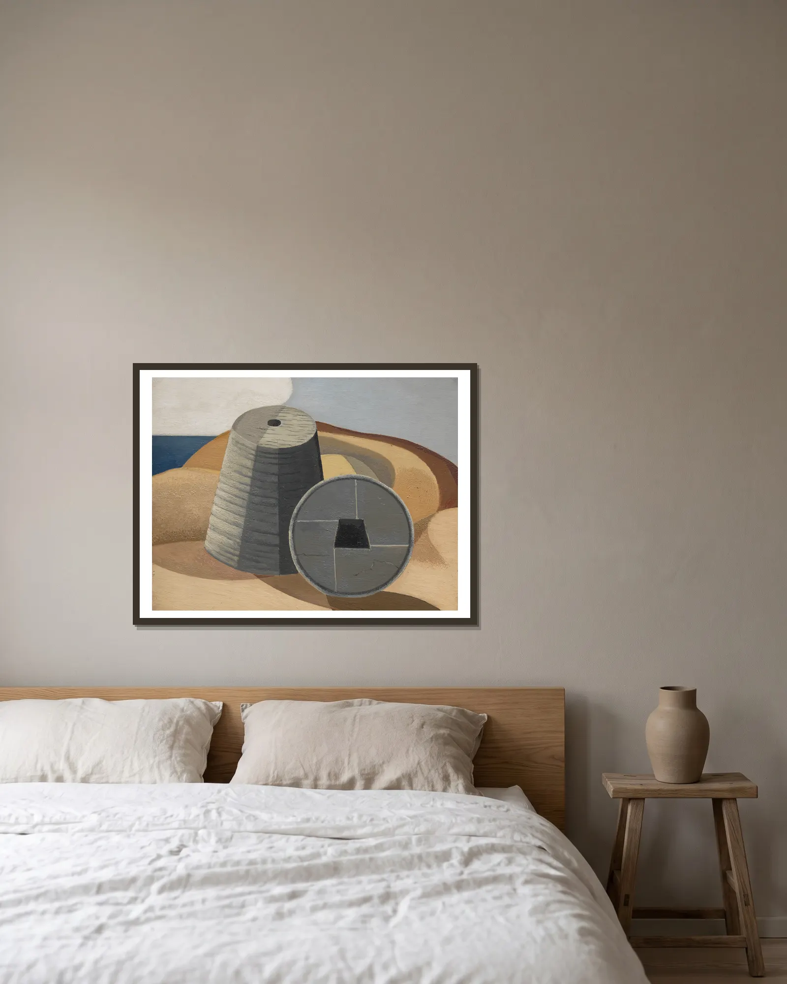 Mineral Objects av Paul Nash inramad på en vägg